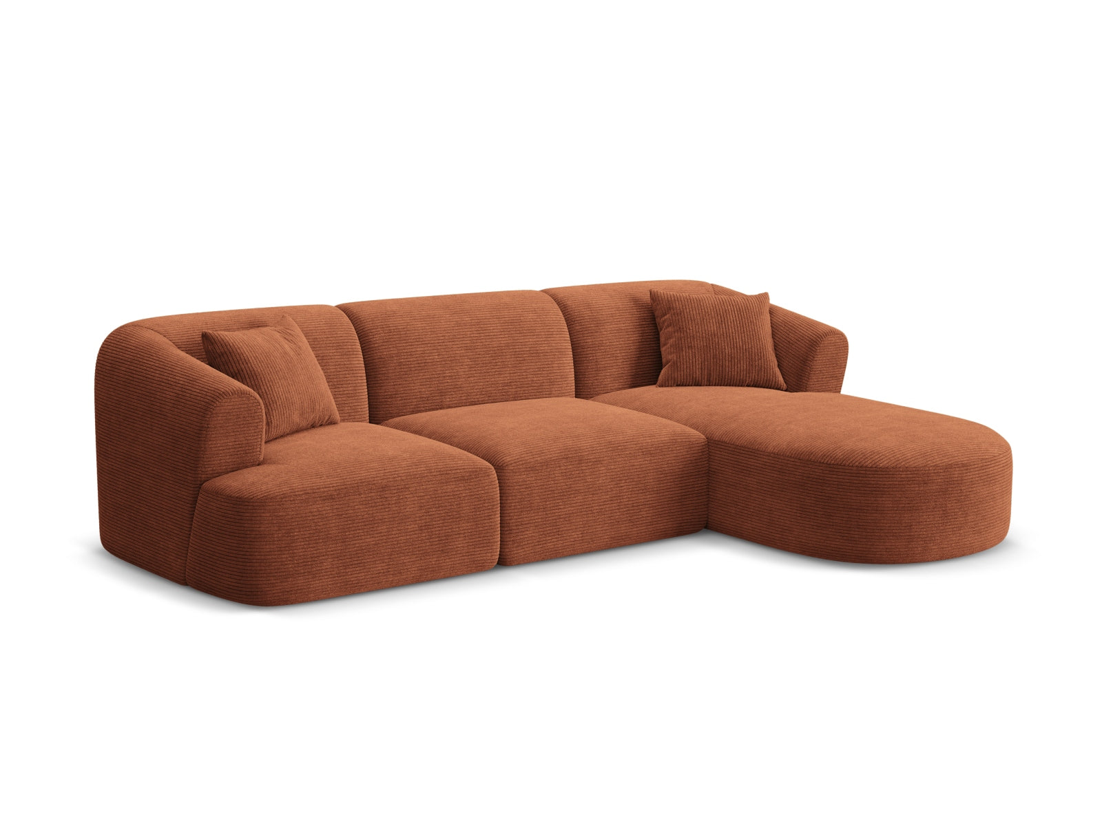 Elegantes 4-Sitzer Ecksofa Campi in warmem Terracotta, ideal für stilvolle Wohnräume. Hochwertige Verarbeitung von Cosmopolitan Design.