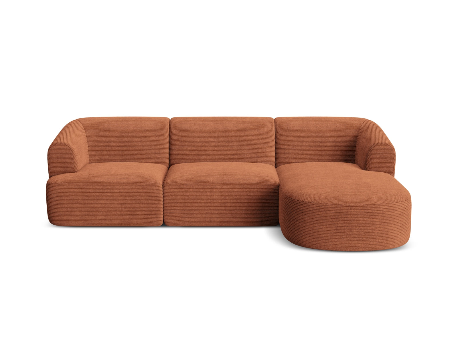 Elegantes 4-Sitzer Ecksofa Campi in warmem Terracotta, ideal für stilvolle Wohnräume. Hochwertige Verarbeitung von Cosmopolitan Design.
