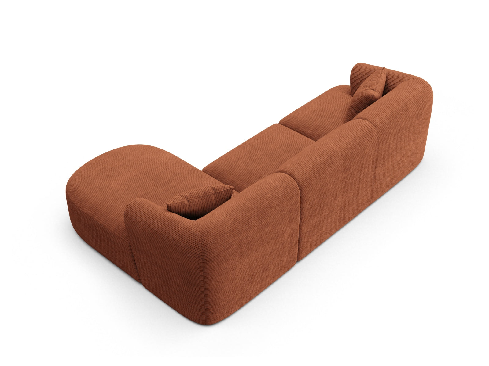 Modernes 4-Sitzer Ecksofa Campi in ansprechendem Terracotta, perfekt für gemütliche Wohnzimmer und stilvolle Einrichtung. Hochwertige Materialien.