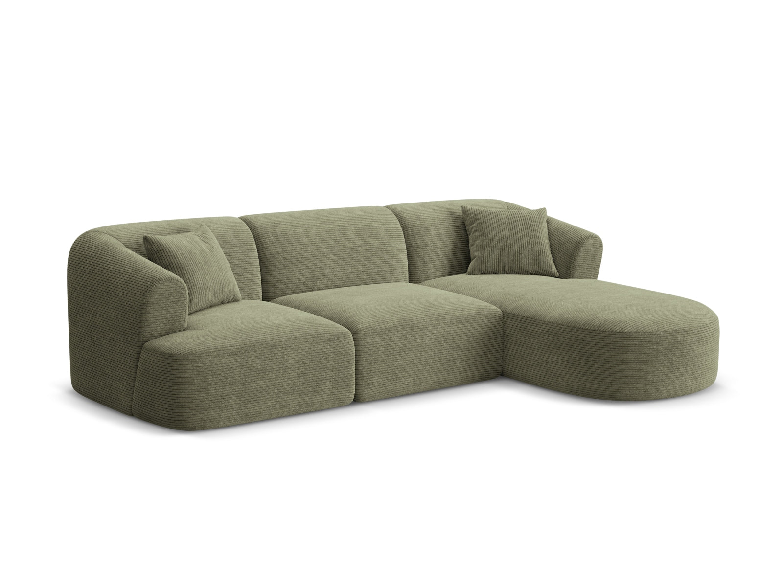 Elegantes 4-Sitzer Ecksofa Campi in Moss Green-Lincoln D, ideal für stilvolle Wohnräume, erhältlich bei KAQTU Design AG.