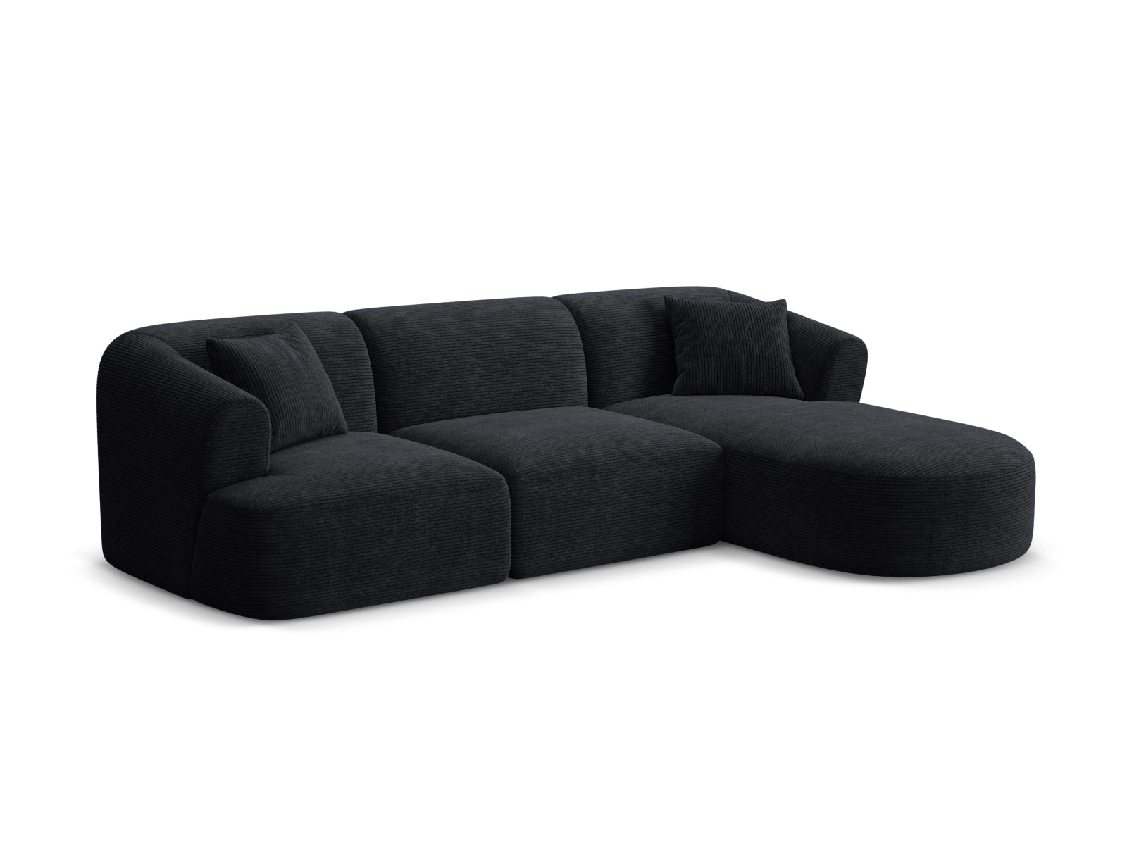 Elegantes 4-Sitzer Ecksofa Campi in stilvollem Schwarz, ideal für moderne Wohnräume, erhältlich bei KAQTU Design AG.