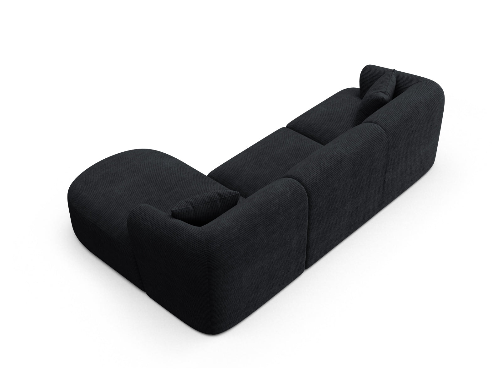 Modernes 4-Sitzer Ecksofa Campi in stilvollem Schwarz, perfekt für gemütliche Abende und stilvolle Einrichtung, erhältlich bei KAQTU Design AG.