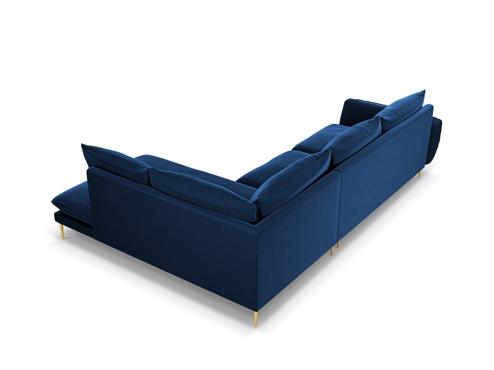 Vienna Velour Ecksofa rechts 6 Sitzer 185cm in Royal Blue/Gold-Bluvel präsentiert im Onlineshop von KAQTU Design AG. Ecksofa rechts ist von Cosmopolitan Design