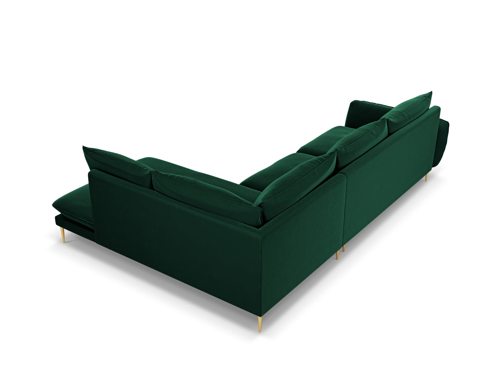 Elegantes 6-sitziges Ecksofa in luxuriösem Velours in Bottle Green, 185 cm, ideal für stilvolle Wohnräume von Cosmopolitan Design.