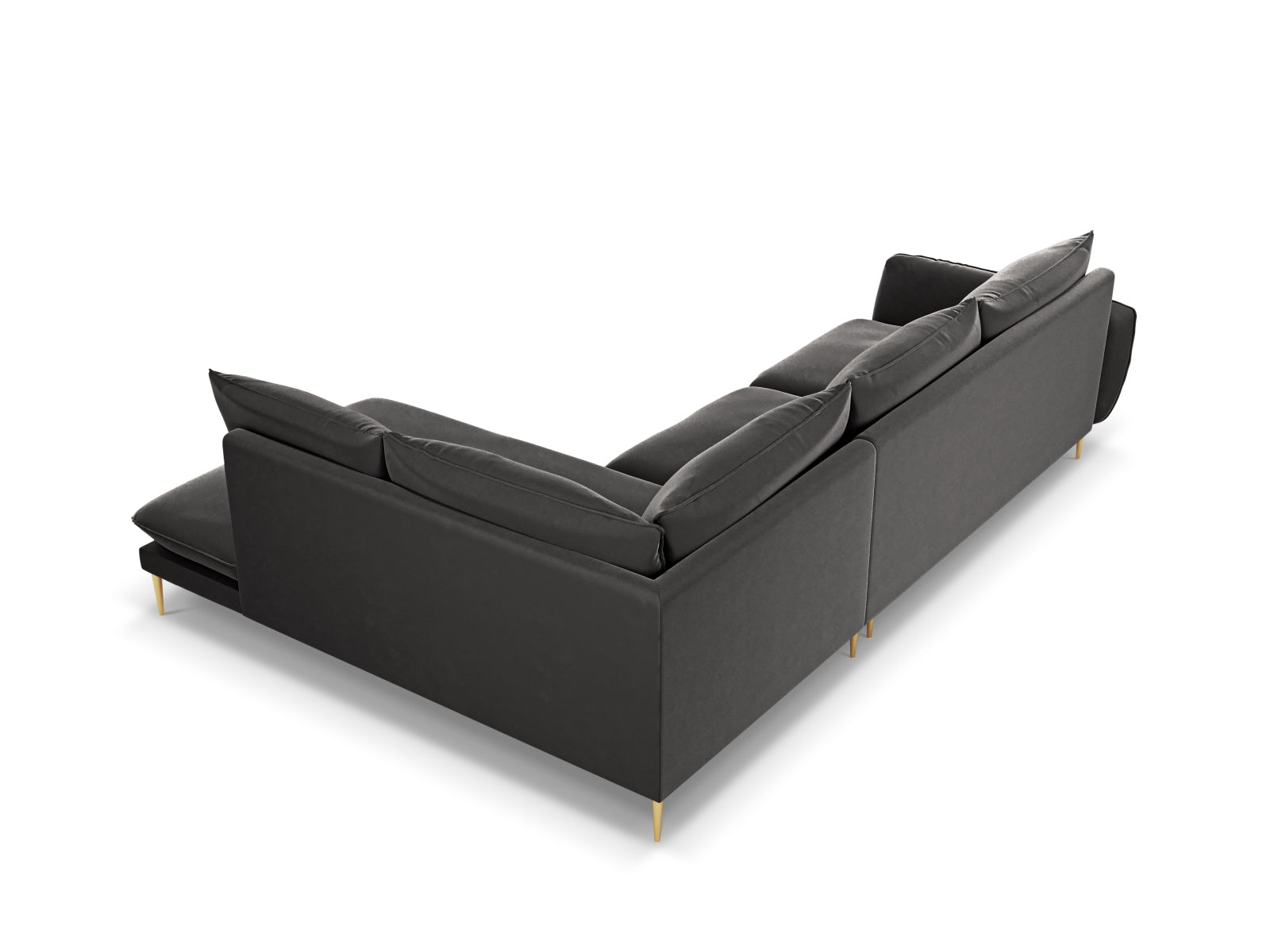 Vienna Velour Ecksofa rechts 6 Sitzer 185cm in Dark Grey/Gold-Bluvel präsentiert im Onlineshop von KAQTU Design AG. Ecksofa rechts ist von Cosmopolitan Design
