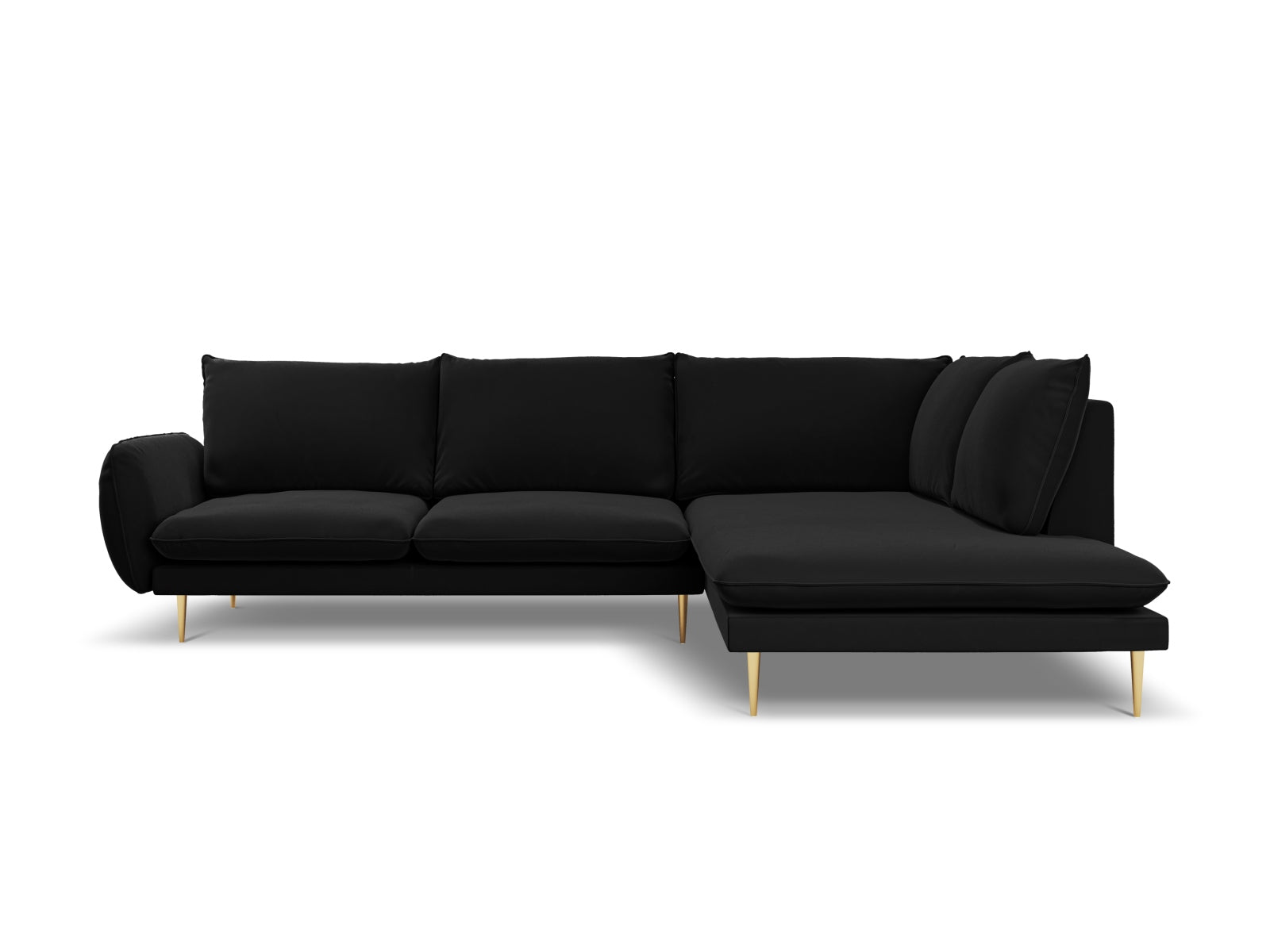 Schickes Ecksofa Vienna in edlem Velours, rechtsseitig, für 6 Personen. Perfekte Kombination aus Komfort und modernem Design.