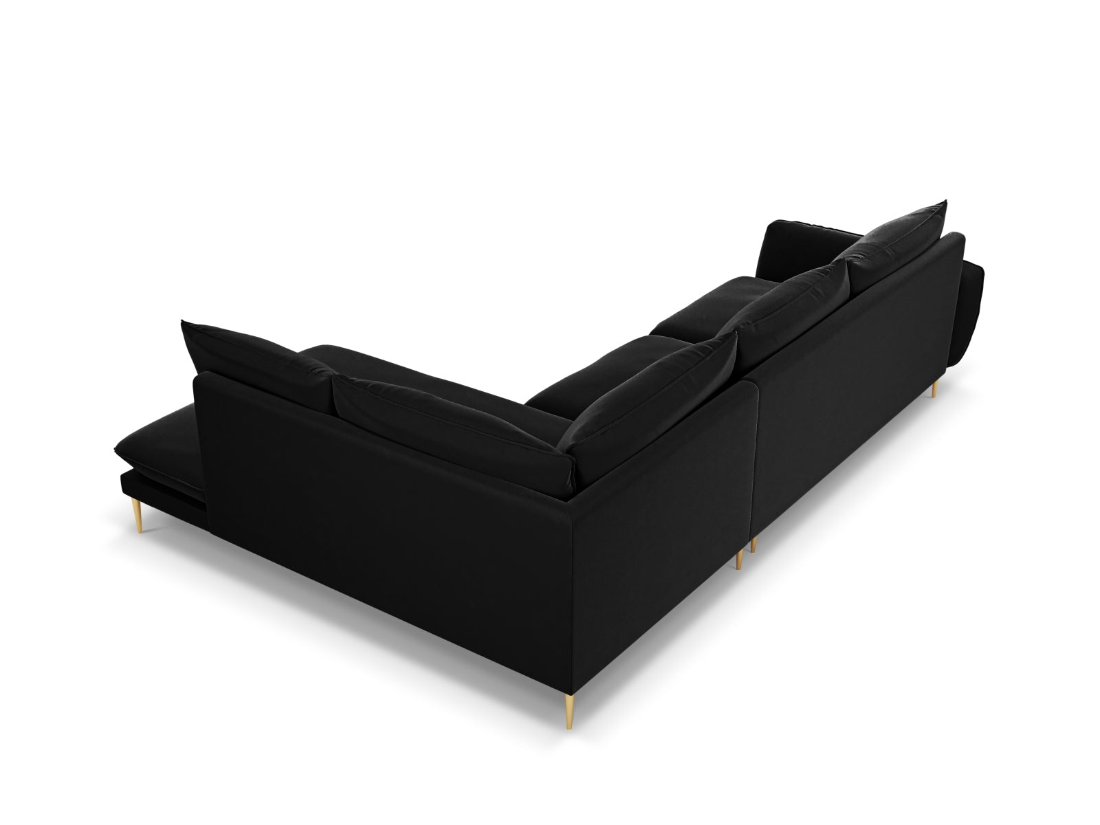 Vienna Velour Ecksofa rechts 6 Sitzer 185cm in Black/Gold-Bluvel präsentiert im Onlineshop von KAQTU Design AG. Ecksofa rechts ist von Cosmopolitan Design