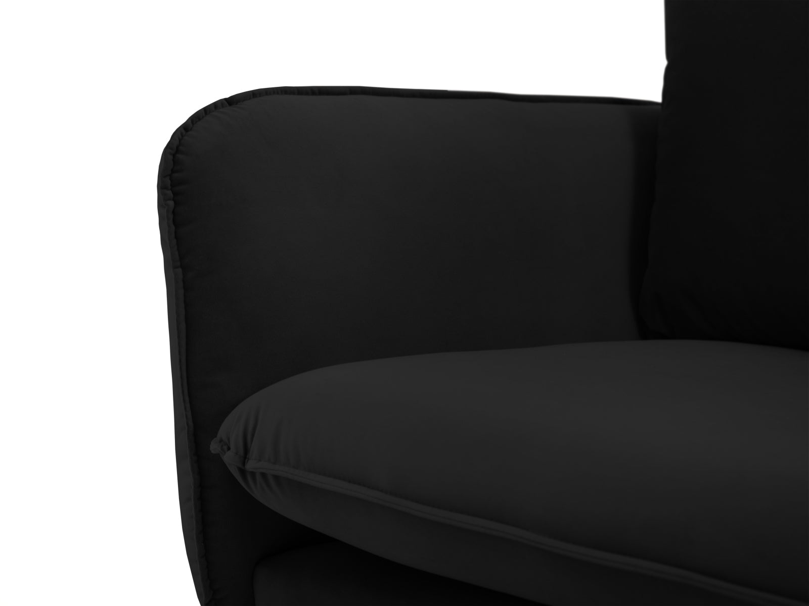 Modernes 6-Sitzer Ecksofa Vienna in weichem Velours, rechtsseitig, ideal für stilvolle Wohnräume und gemütliche Abende.
