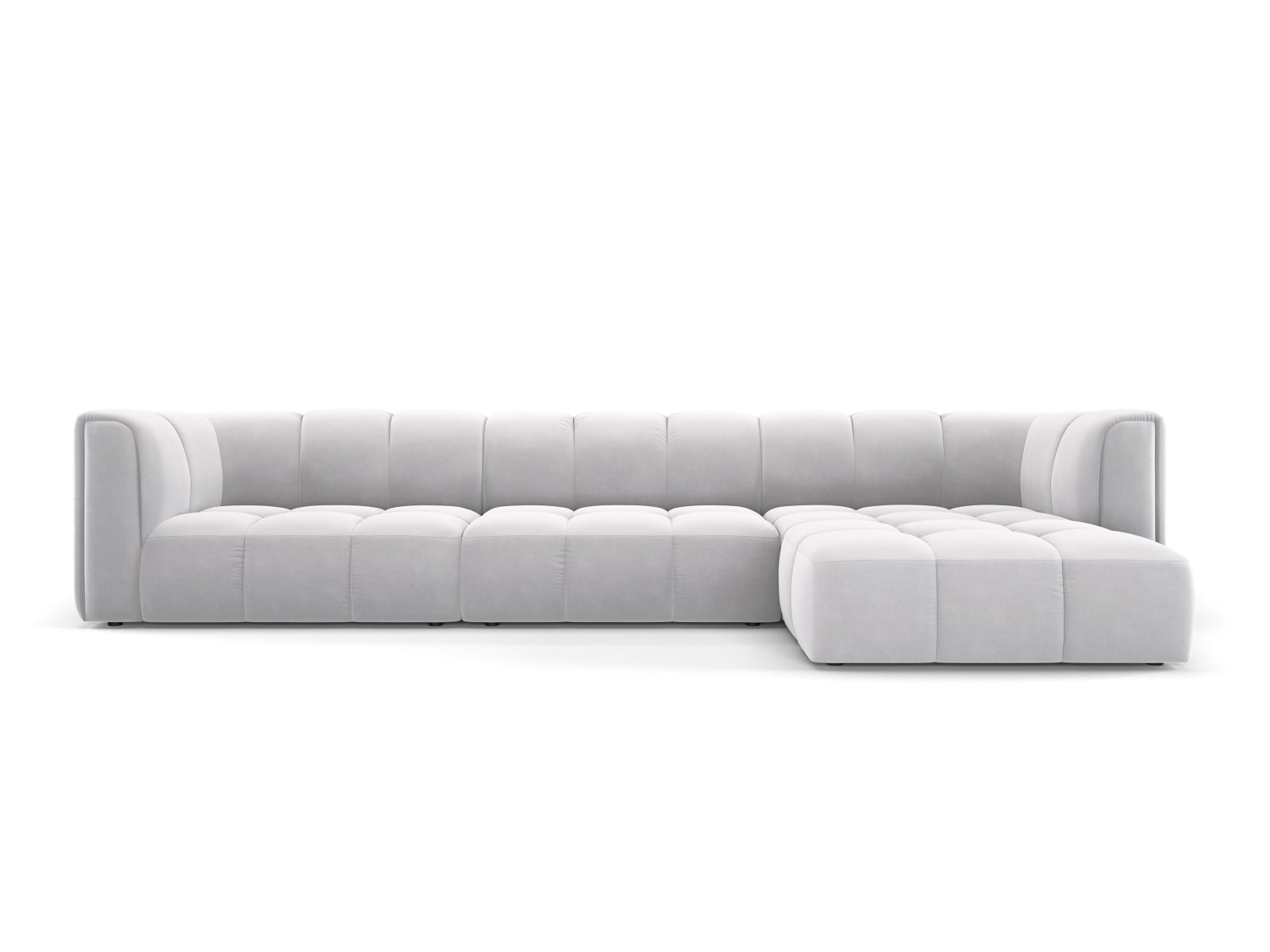 5-Sitzer Modular Ecksofa rechts Moritz in Silver-Bluvel präsentiert im Onlineshop von KAQTU Design AG. Ecksofa rechts ist von Cosmopolitan Design
