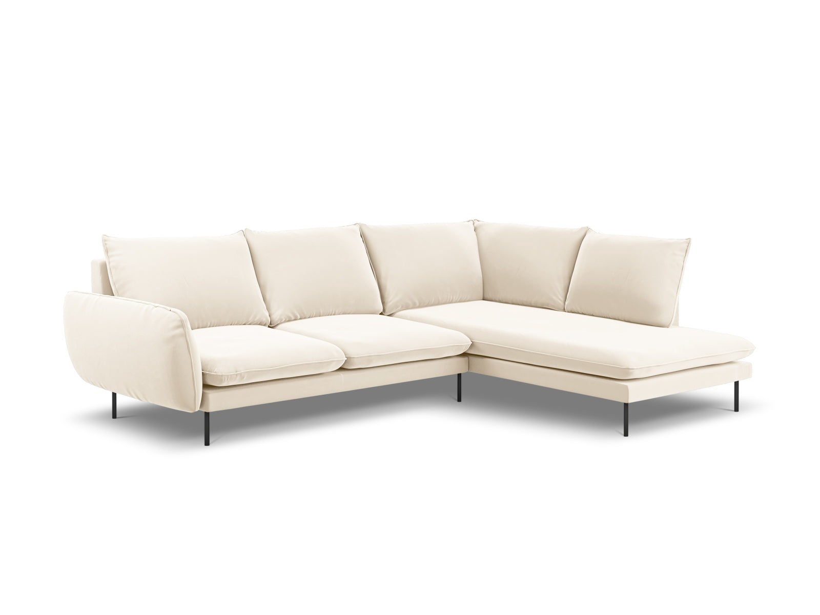 Vienna Velour Ecksofa rechts 6 Sitzer 185cm in Light Beige/Schwarz-Bluvel präsentiert im Onlineshop von KAQTU Design AG. Ecksofa rechts ist von Cosmopolitan Design