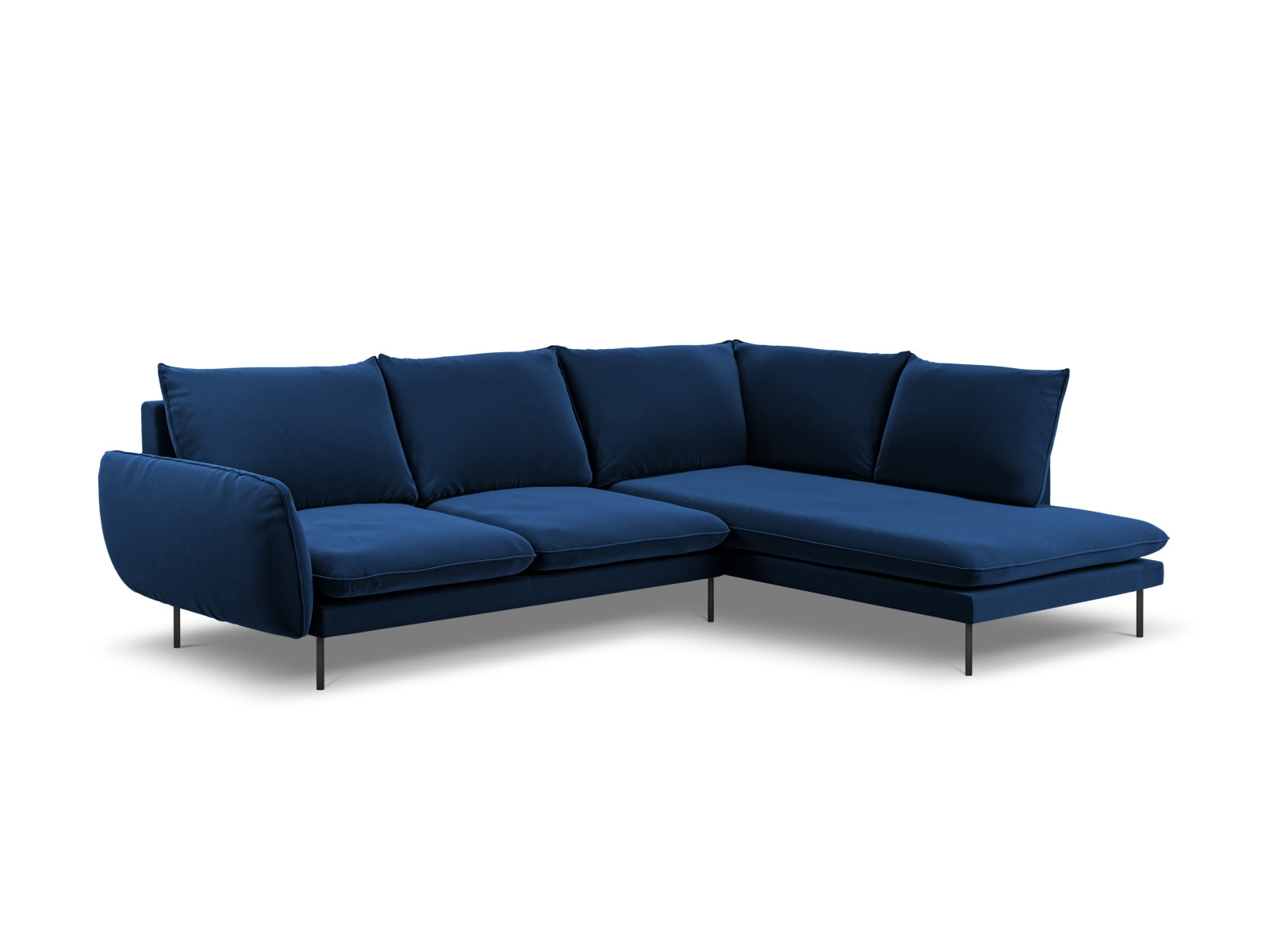 Vienna Velour Ecksofa rechts 6 Sitzer 185cm in Royal Blue/Schwarz-Bluvel präsentiert im Onlineshop von KAQTU Design AG. Ecksofa rechts ist von Cosmopolitan Design