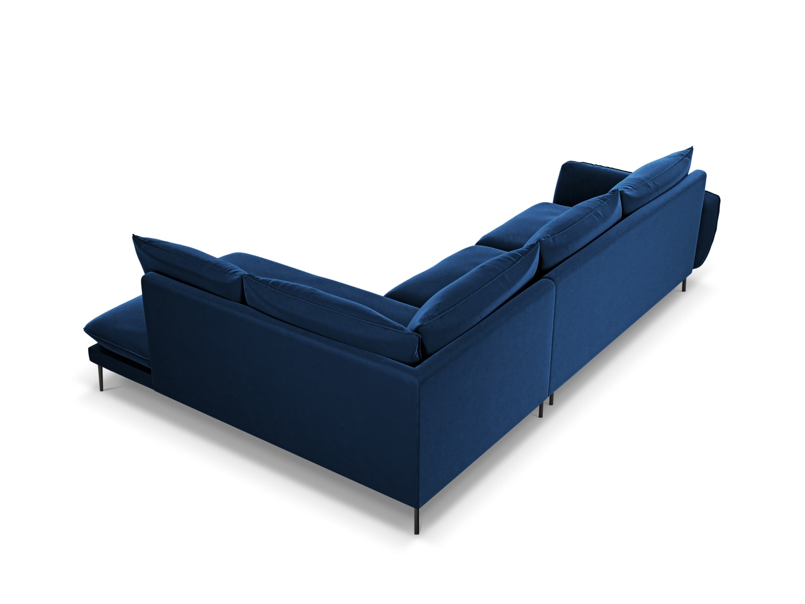 Elegantes, rechteckiges Ecksofa in Royal Blue, 6-Sitzer, ideal für stilvolle Wohnräume und entspannte Abende, von Cosmopolitan Design.