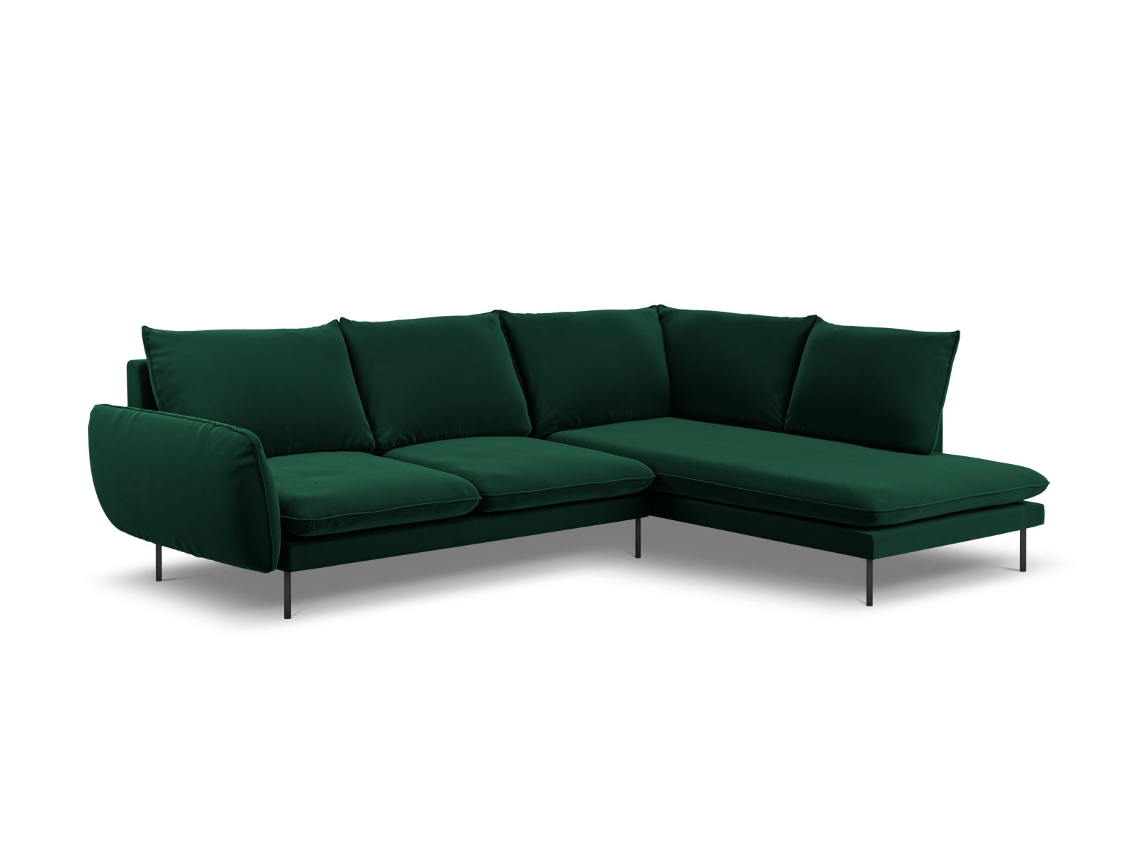 Vienna Velour Ecksofa rechts 6 Sitzer 185cm in Bottle Green/Schwarz-Bluvel präsentiert im Onlineshop von KAQTU Design AG. Ecksofa rechts ist von Cosmopolitan Design