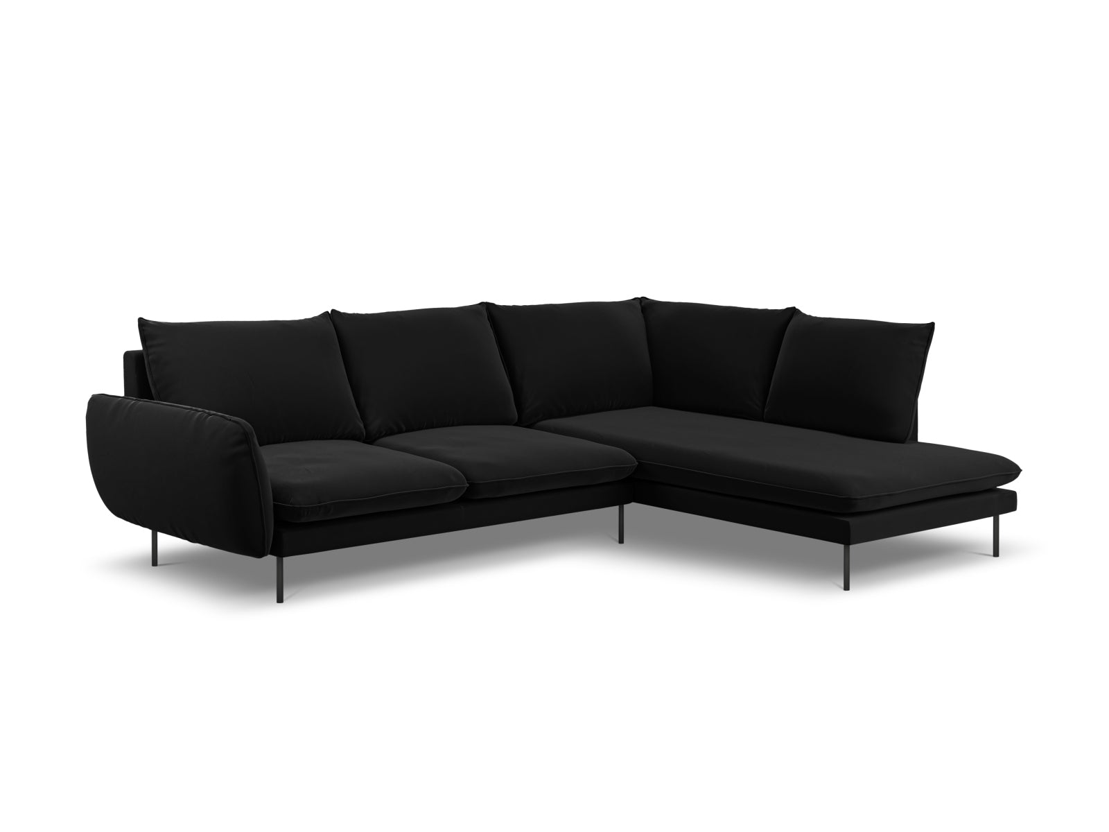 Vienna Velour Ecksofa rechts 6 Sitzer 185cm in Black/Schwarz-Bluvel präsentiert im Onlineshop von KAQTU Design AG. Ecksofa rechts ist von Cosmopolitan Design