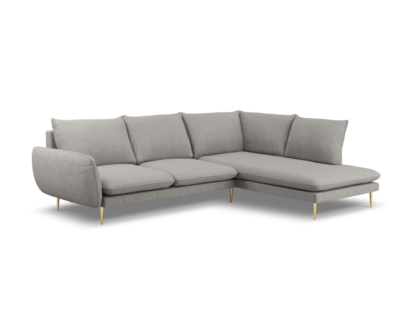 Vienna Ecksofa rechts 6 Sitzer 185cm in Light Grey/Gold präsentiert im Onlineshop von KAQTU Design AG. Ecksofa rechts ist von Cosmopolitan Design