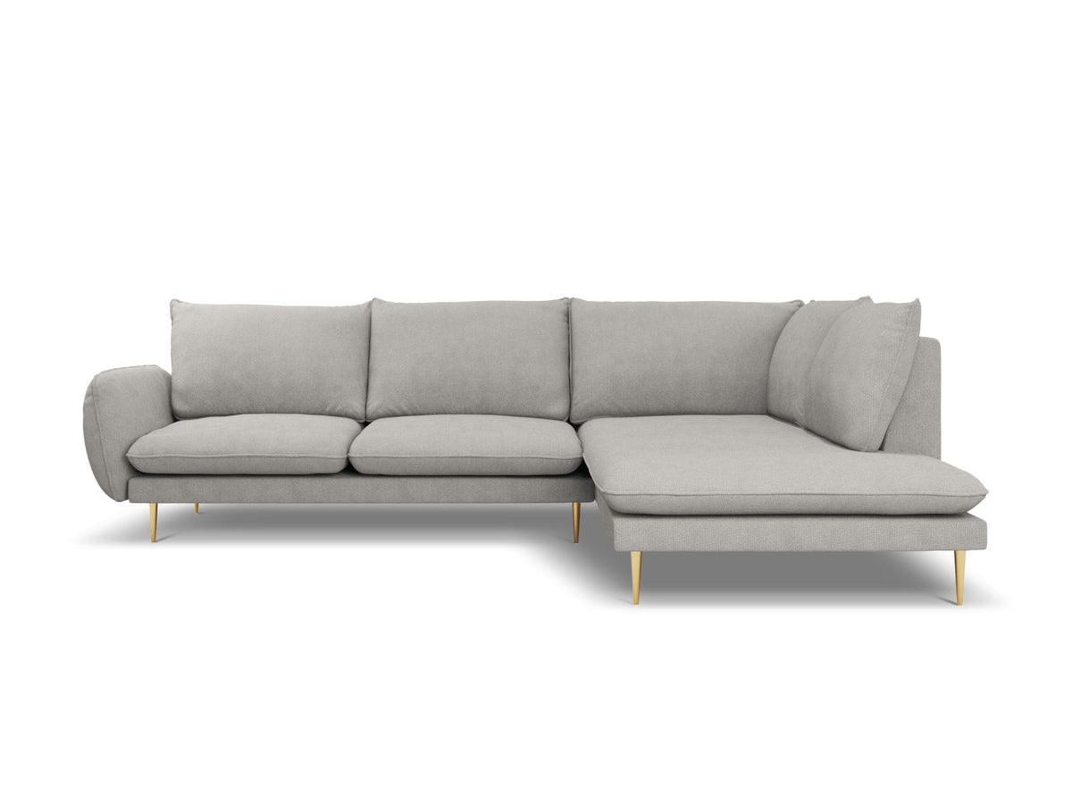 Vienna Ecksofa rechts 6 Sitzer 185cm in Light Grey/Gold-Asgard/ Positano präsentiert im Onlineshop von KAQTU Design AG. Ecksofa rechts ist von Cosmopolitan Design