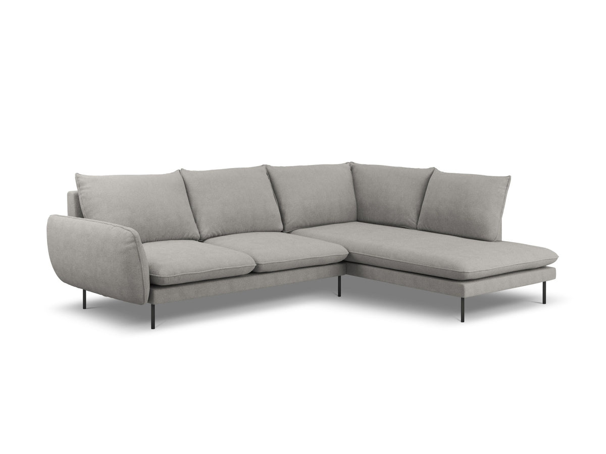 Vienna Ecksofa rechts 6 Sitzer 185cm in Light Grey/Schwarz-Asgard/ Positano präsentiert im Onlineshop von KAQTU Design AG. Ecksofa rechts ist von Cosmopolitan Design