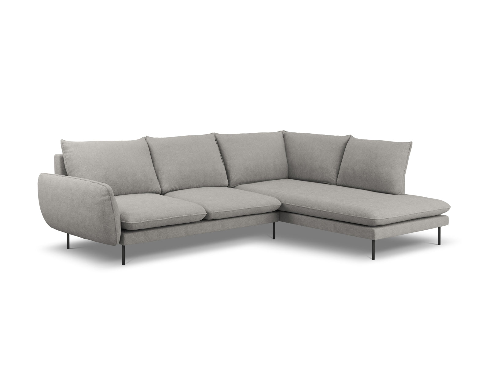 Vienna Ecksofa rechts 6 Sitzer 185cm in Light Grey/Schwarz präsentiert im Onlineshop von KAQTU Design AG. Ecksofa rechts ist von Cosmopolitan Design