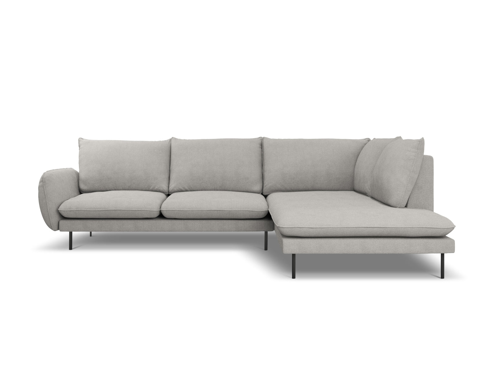 Elegantes Vienna Ecksofa rechts für 6 Personen, 185 cm, in stilvollem Light Grey und Schwarz-Asgard, ideal für moderne Wohnräume.