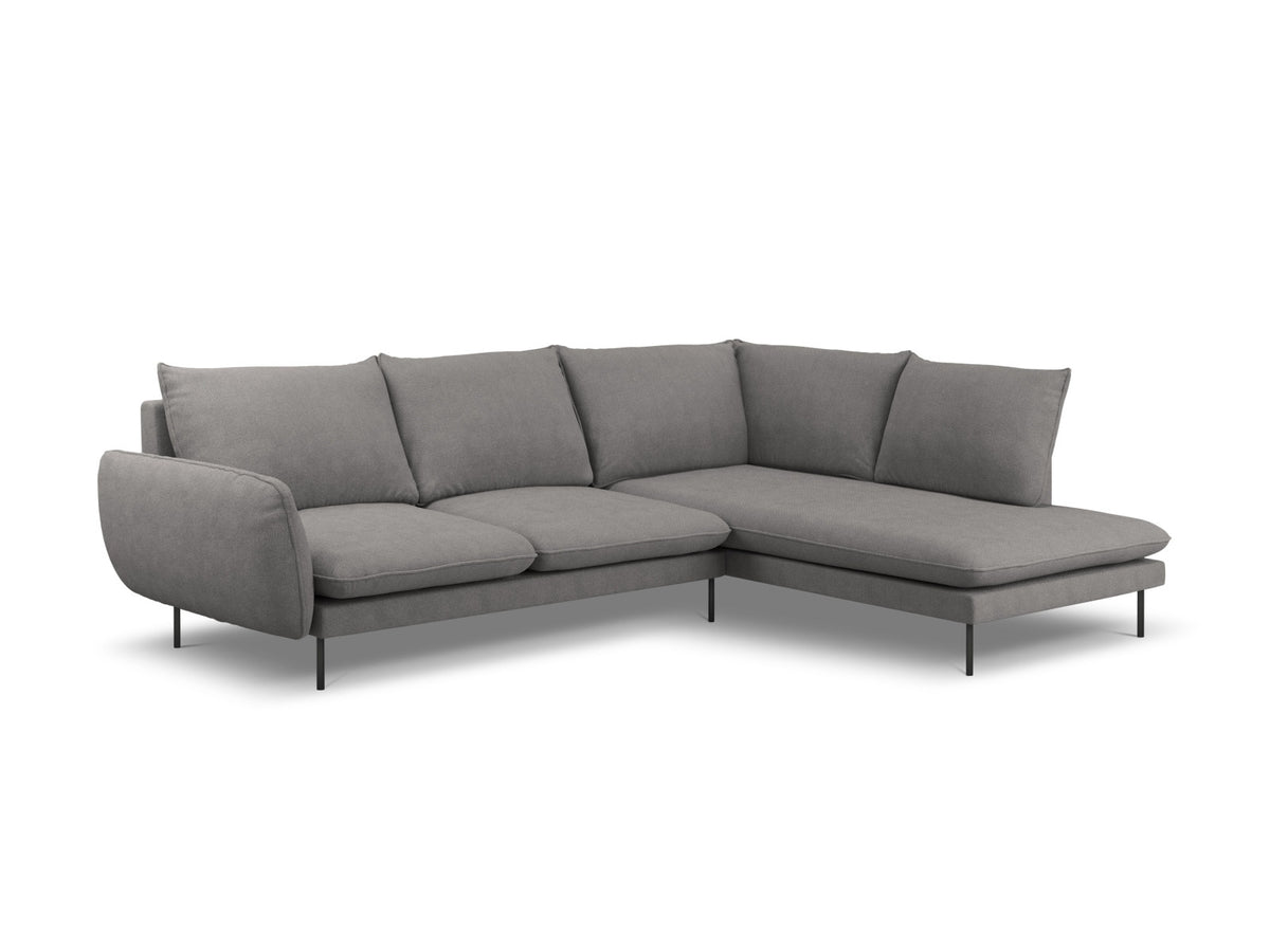 Vienna Ecksofa rechts 6 Sitzer 185cm in Dark Grey/Schwarz-Positano präsentiert im Onlineshop von KAQTU Design AG. Ecksofa rechts ist von Cosmopolitan Design