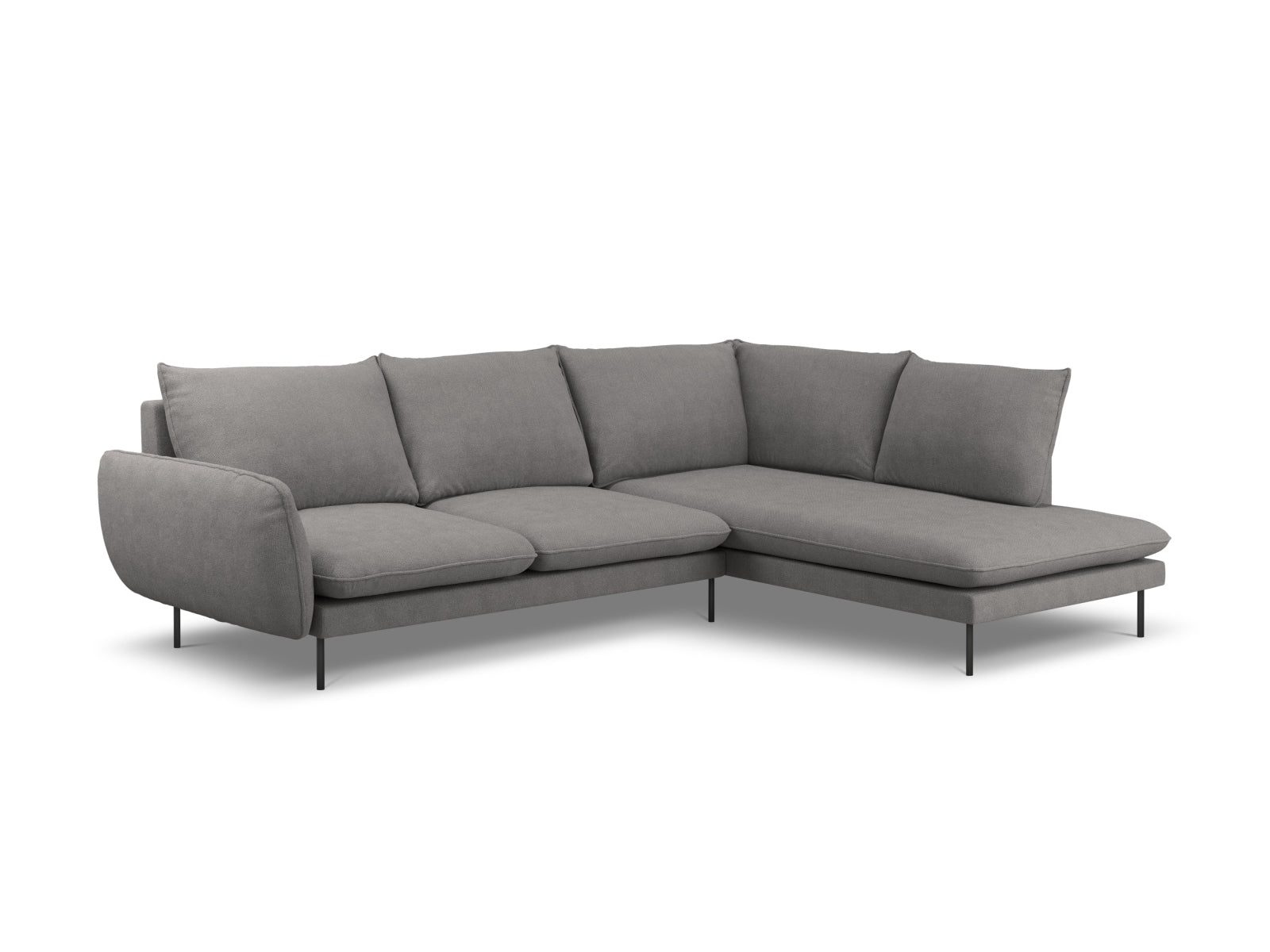 Vienna Ecksofa rechts 6 Sitzer 185cm in Dark Grey/Schwarz präsentiert im Onlineshop von KAQTU Design AG. Ecksofa rechts ist von Cosmopolitan Design