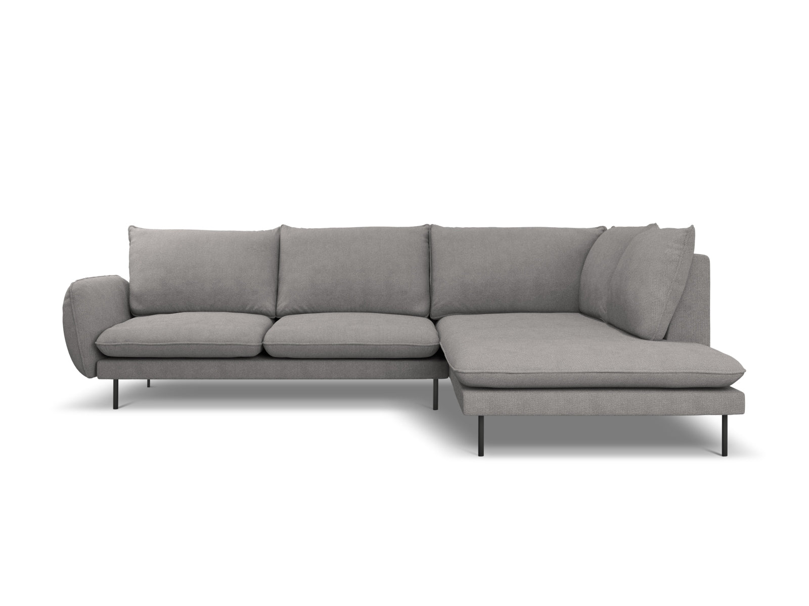 Elegantes Vienna Ecksofa rechts, 6 Sitzer, 185 cm, in stilvollem Dunkelgrau/Schwarz, ideal für moderne Wohnräume.