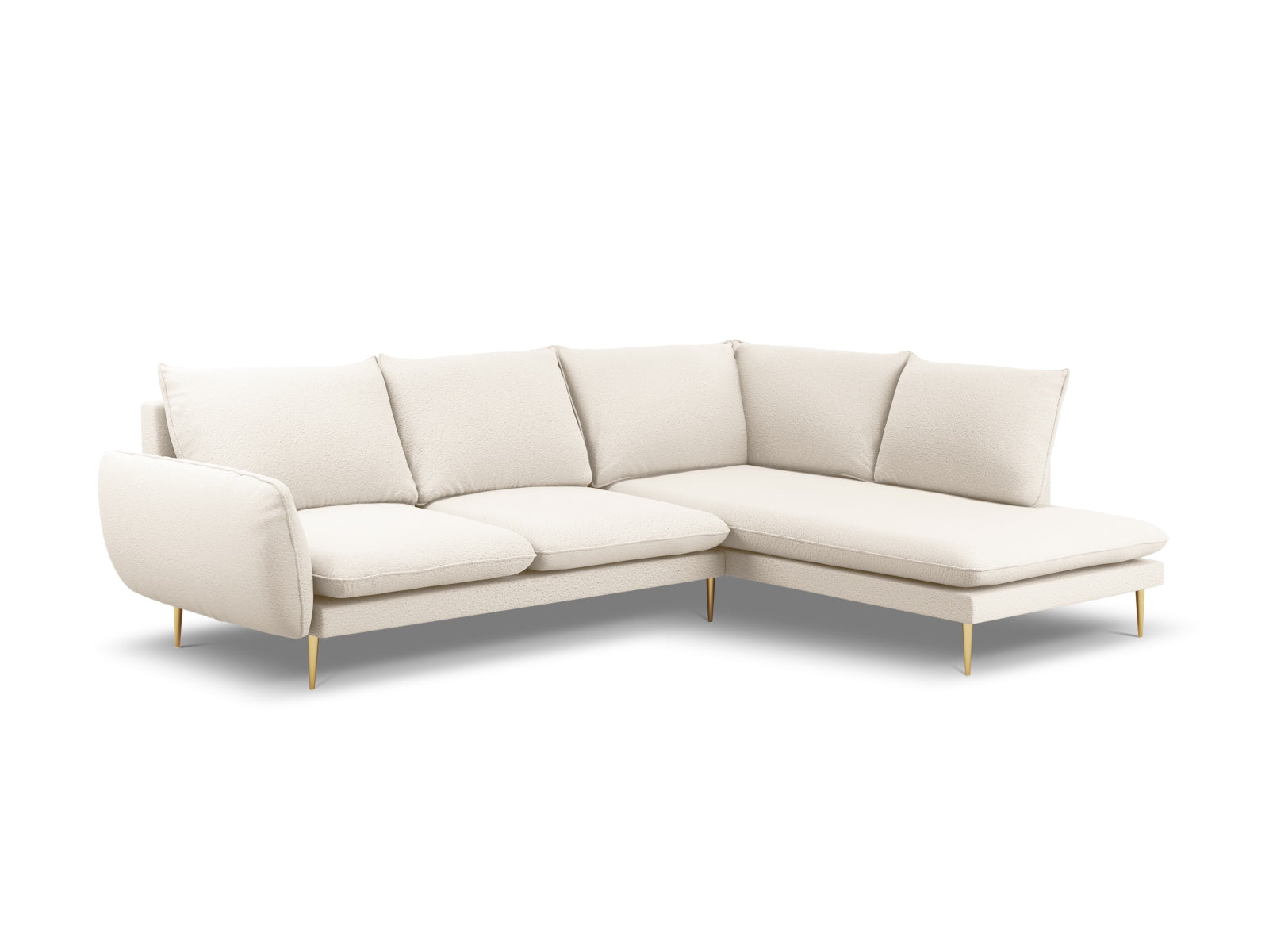 Vienna Boucle Ecksofa rechts 6 Sitzer 185cm in Beige/Gold präsentiert im Onlineshop von KAQTU Design AG. Ecksofa rechts ist von Cosmopolitan Design