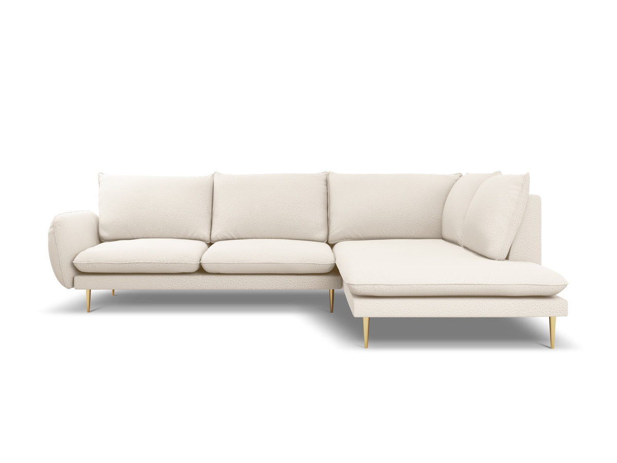 Vienna Boucle Ecksofa rechts 6 Sitzer 185cm in Beige/Gold-Ascot präsentiert im Onlineshop von KAQTU Design AG. L-Sofa rechts ist von Cosmopolitan Design