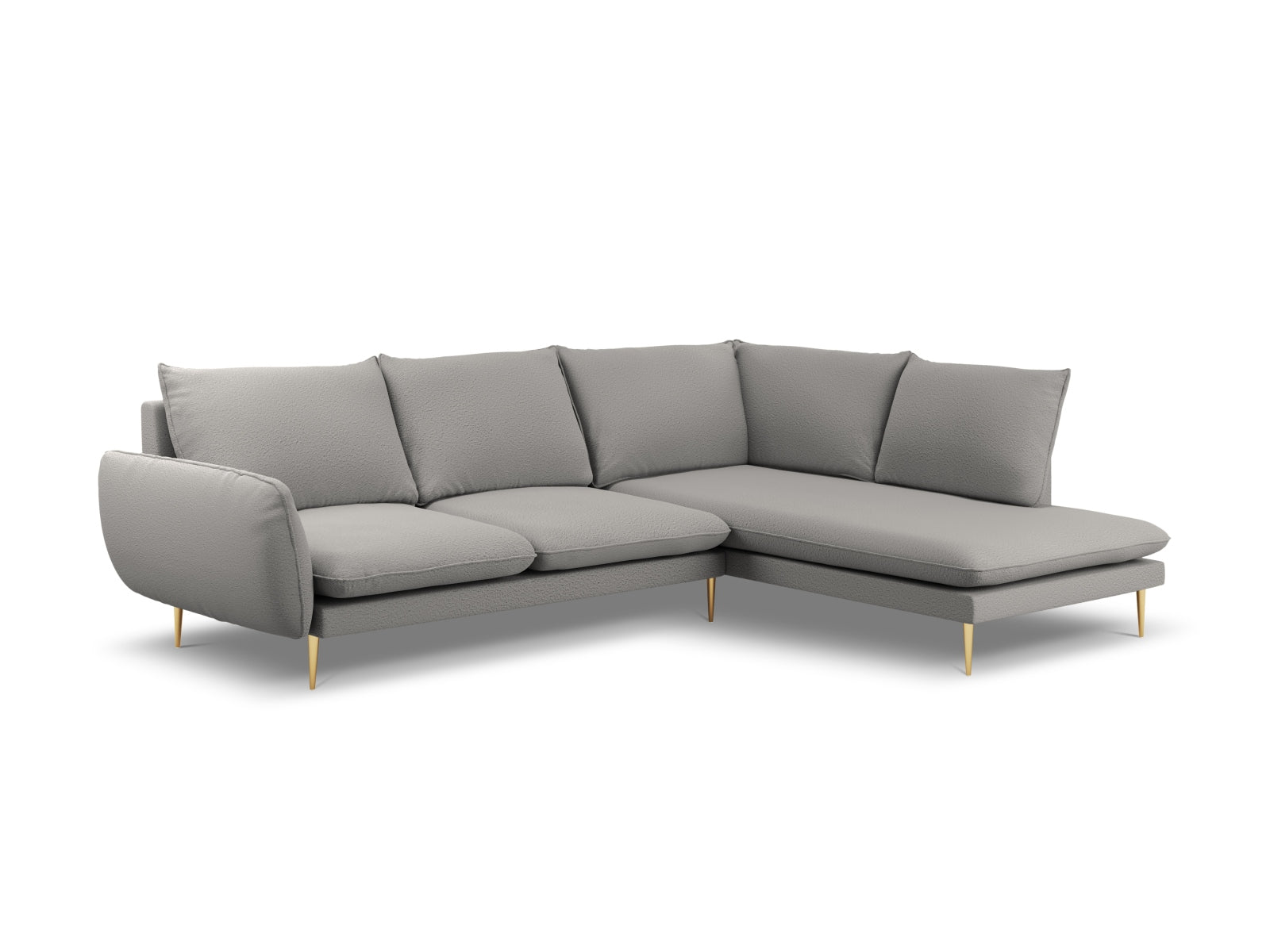 Vienna Boucle Ecksofa rechts 6 Sitzer 185cm in Grey/Gold präsentiert im Onlineshop von KAQTU Design AG. Ecksofa rechts ist von Cosmopolitan Design