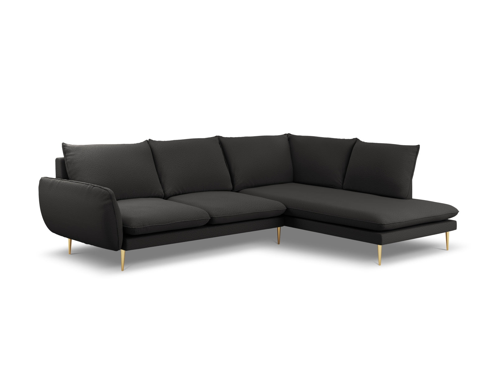 Vienna Boucle Ecksofa rechts 6 Sitzer 185cm in Black/Gold präsentiert im Onlineshop von KAQTU Design AG. Ecksofa rechts ist von Cosmopolitan Design
