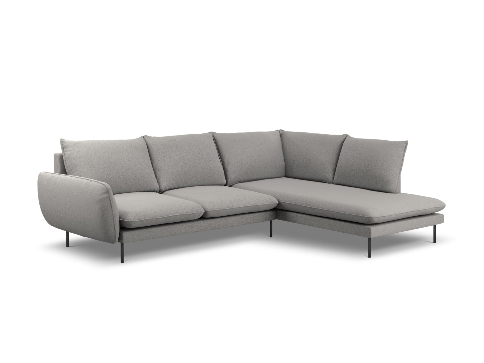 Vienna Boucle Ecksofa rechts 6 Sitzer 185cm in Grey/Schwarz präsentiert im Onlineshop von KAQTU Design AG. Ecksofa rechts ist von Cosmopolitan Design