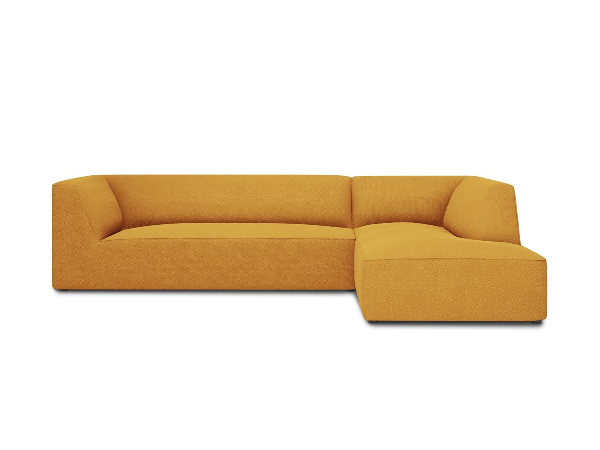 Modulares Ecksofa Siena in Light Grey-Ottawa mit Récamiere, Massivholzrahmen und schwarzen Kunststoffbeinen, 4-Sitzer, Breite 273 cm.