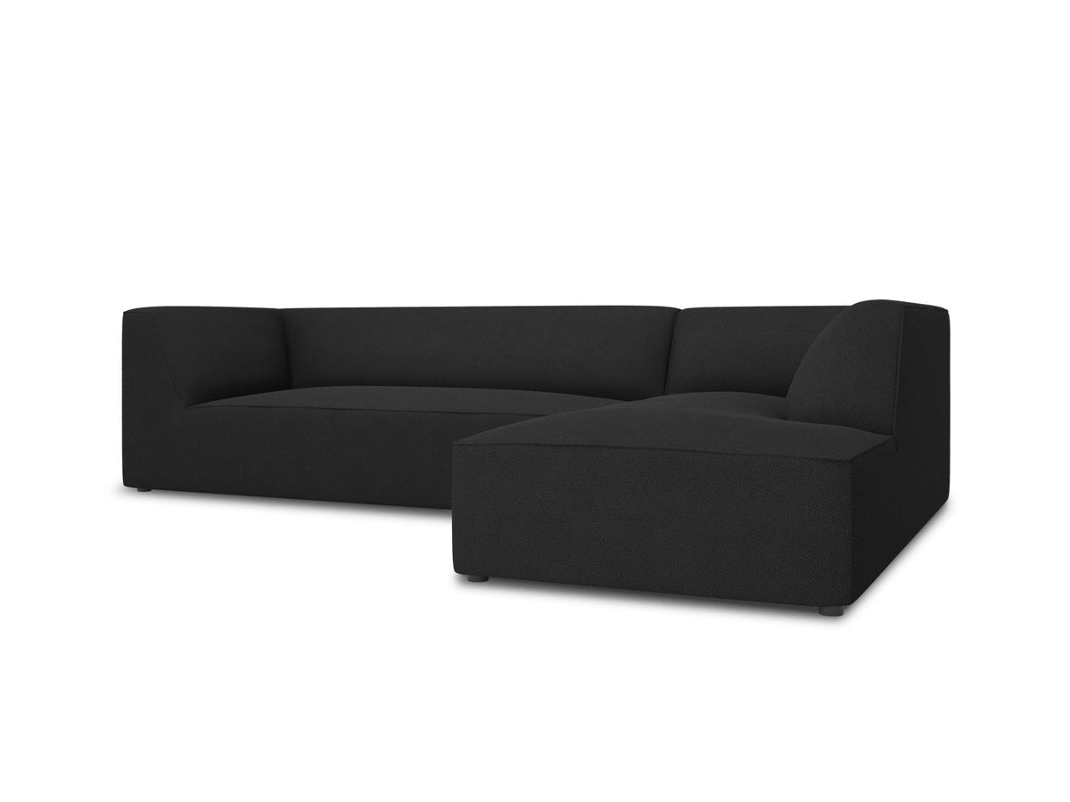 Modulares Ecksofa Siena in Light Grey-Ottawa mit Récamiere, Massivholzrahmen und schwarzen Kunststoffbeinen, 4-Sitzer, Breite 273 cm.
