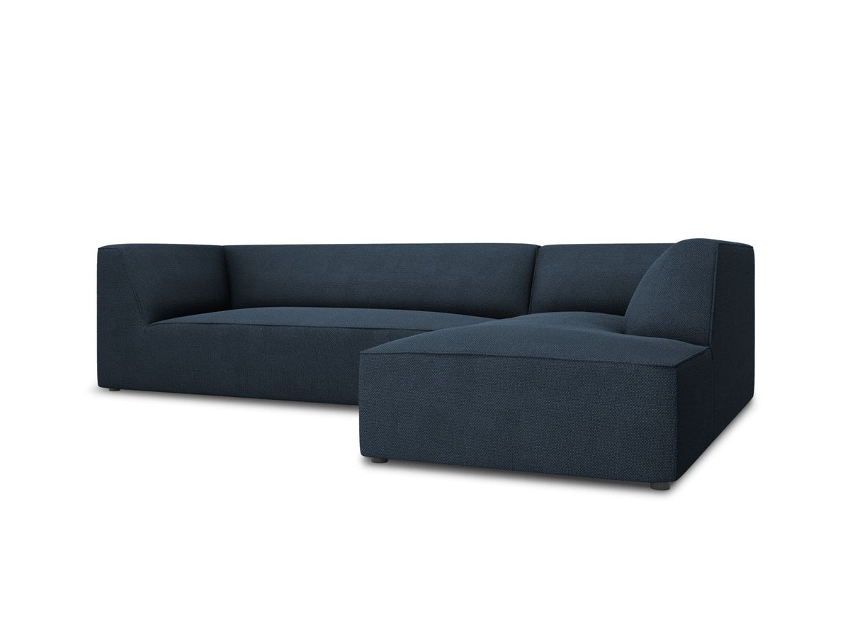Modulares Ecksofa Siena in Light Grey-Ottawa mit Récamiere, Massivholzrahmen und schwarzen Kunststoffbeinen, 4-Sitzer, Breite 273 cm.