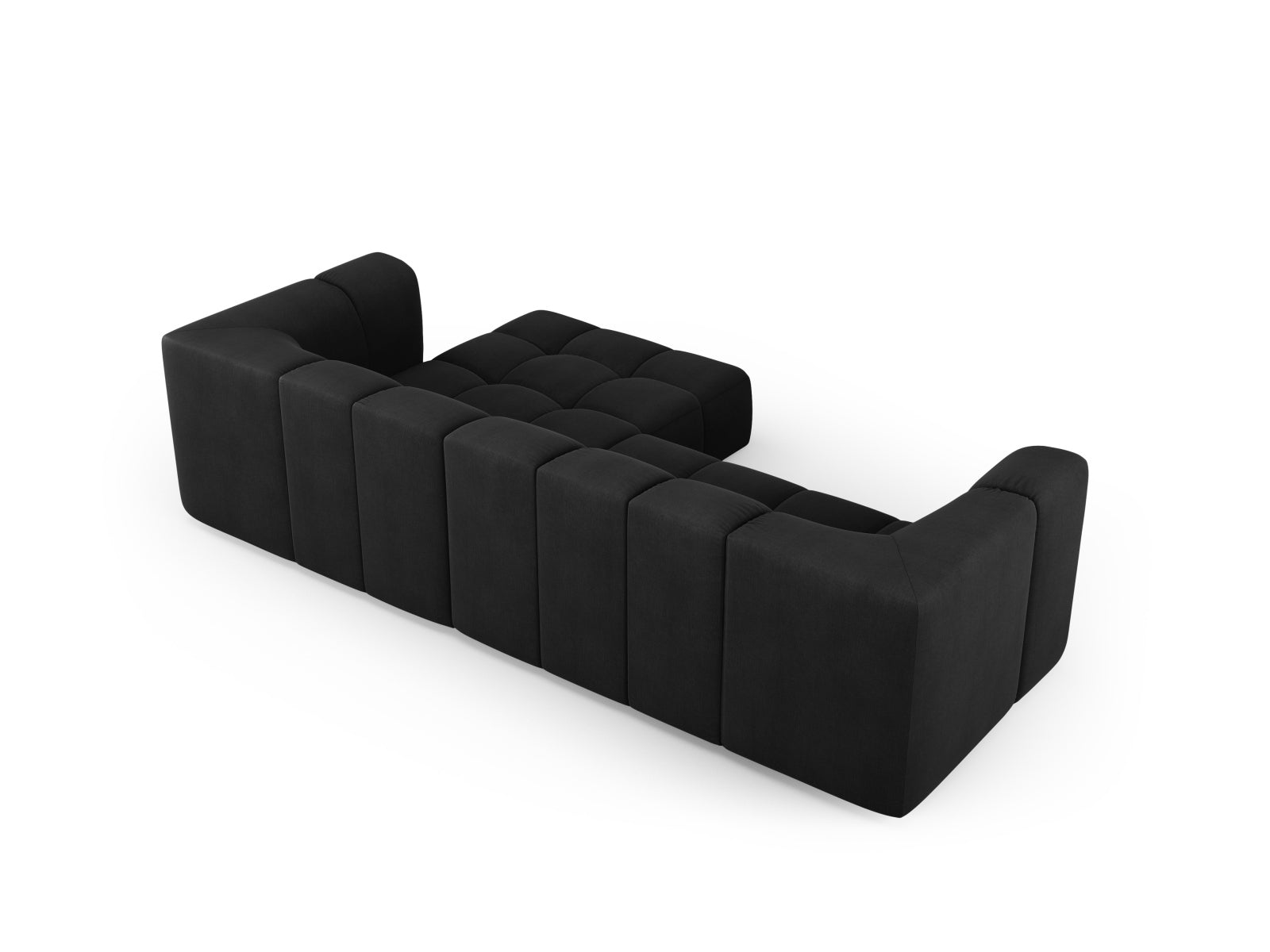 Modernes 3-Sitzer Ecksofa Moritz in edlem Schwarz, perfekt für stilvolle Wohnzimmer, angeboten von Cosmopolitan Design.