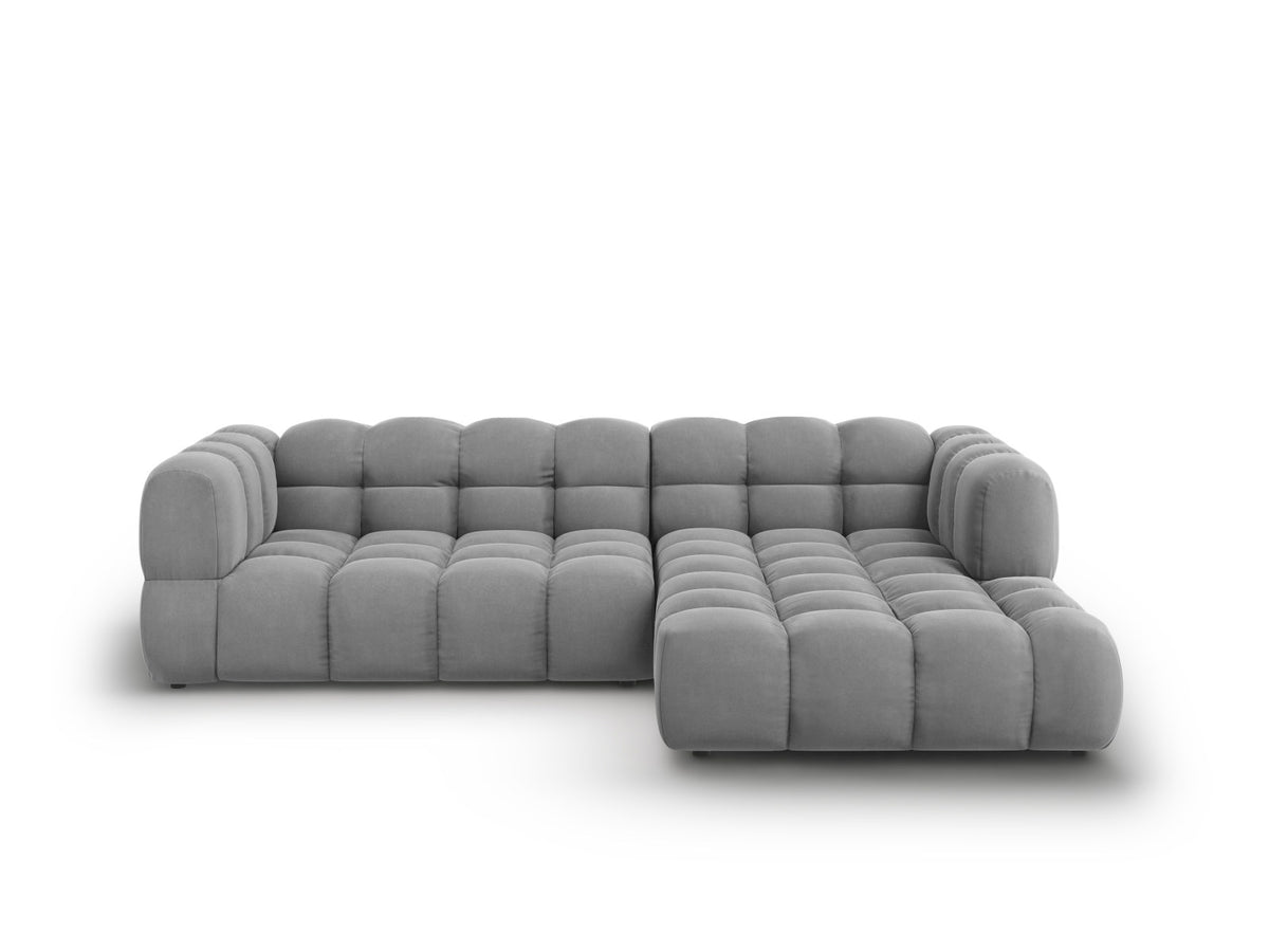 Sky Velour modulares Ecksofa rechts 4 Sitzer 162cm in Light Grey-Casino präsentiert im Onlineshop von KAQTU Design AG. L-Sofa rechts ist von Cosmopolitan Design