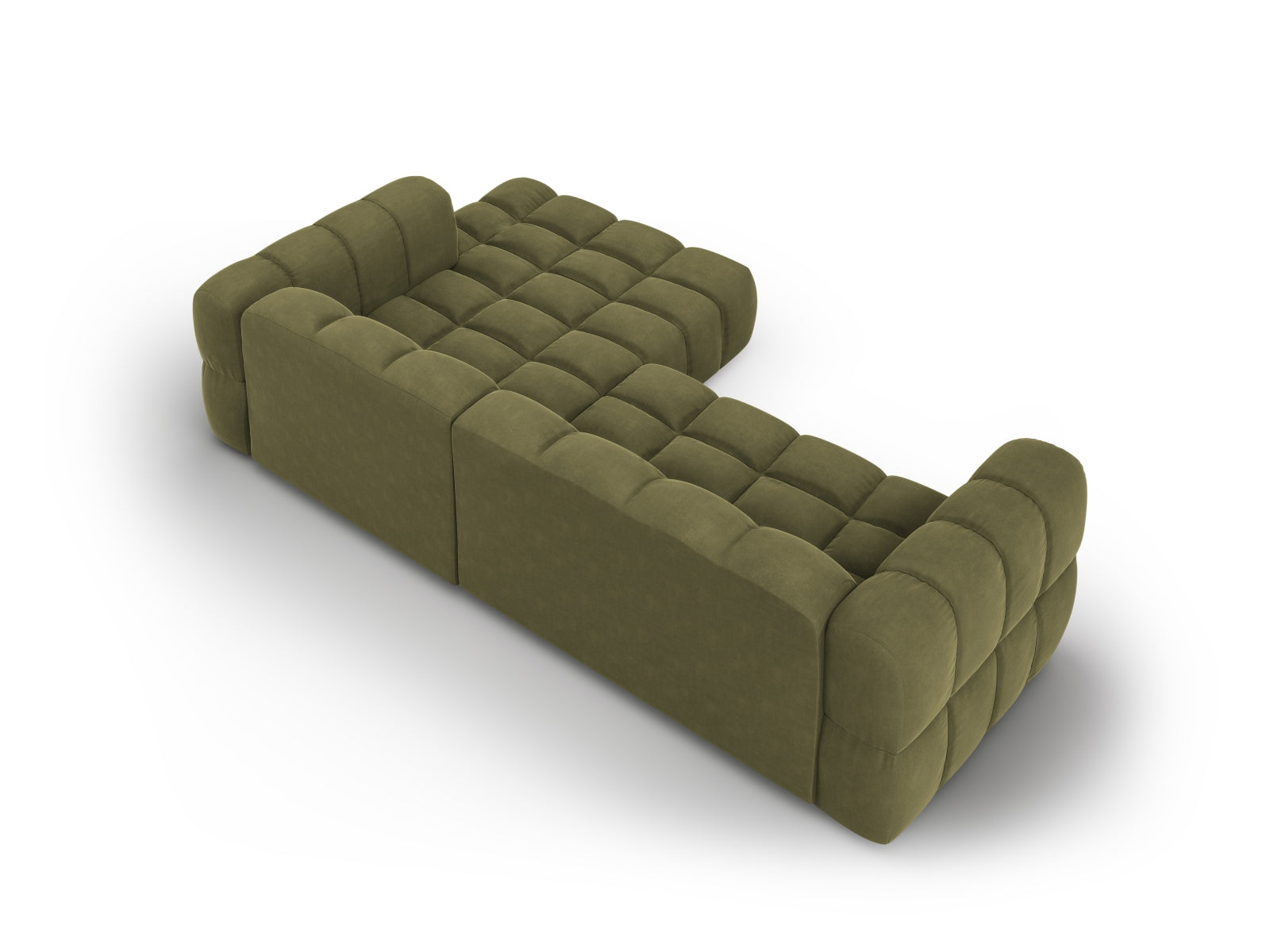 Stylisches, hellgrünes Ecksofa mit modularer Bauweise, 4-Sitzer, perfekt für entspannte Stunden und modernes Wohnen.