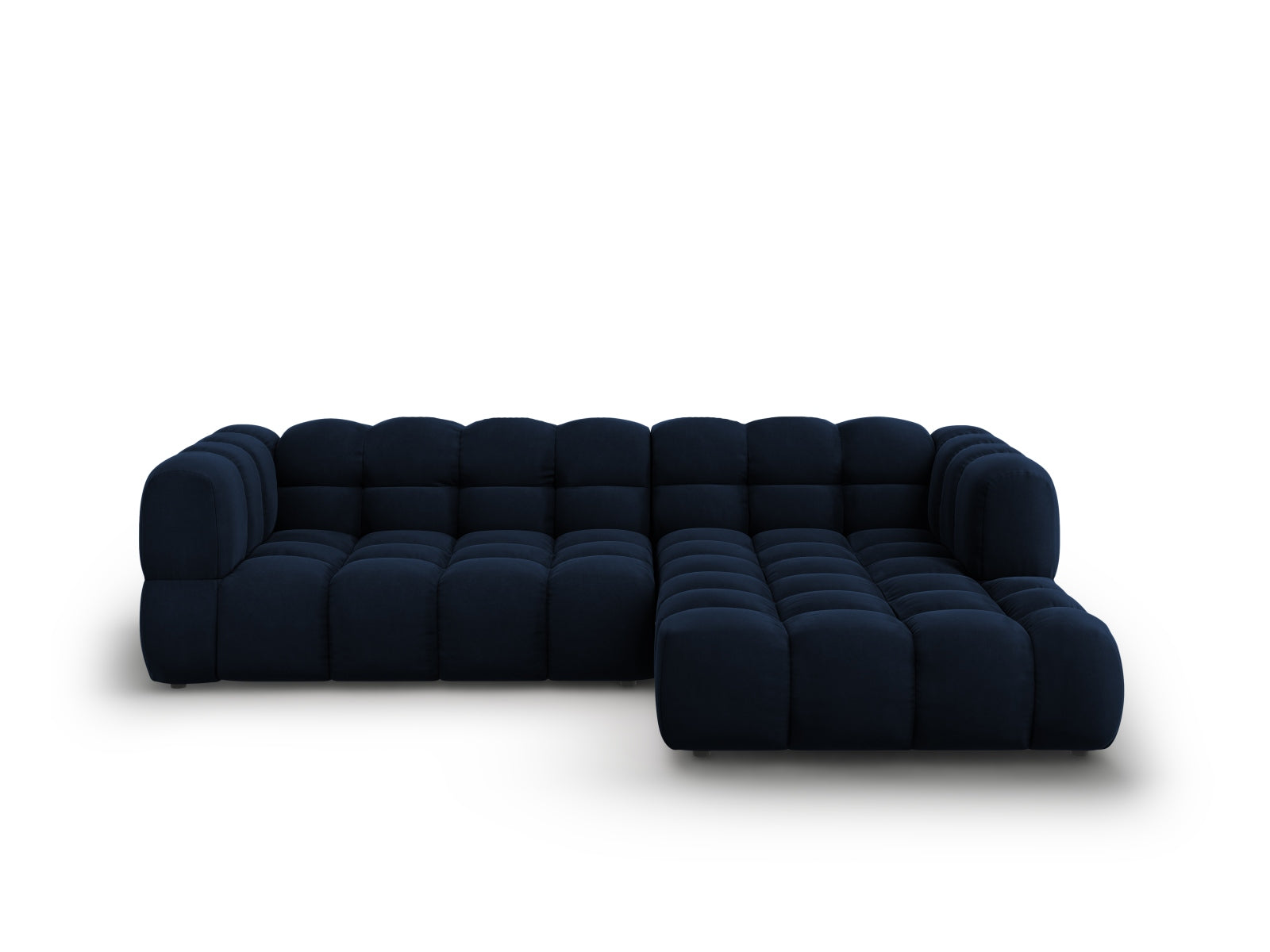 Modulares Ecksofa in edlem Velours, rechte Ausführung, 4-Sitzer mit 162 cm, perfekt für moderne und gemütliche Wohnambiente.
