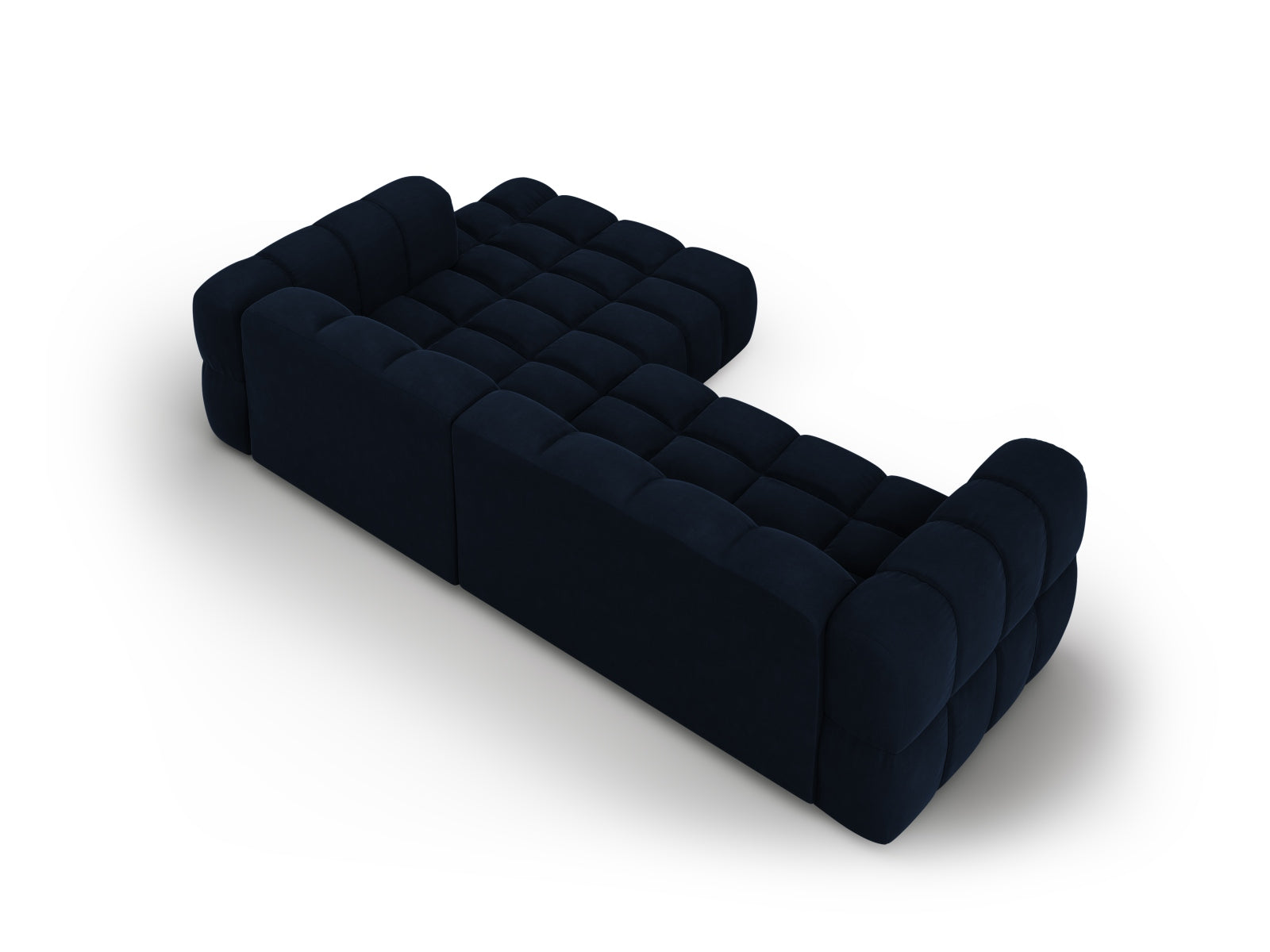 Modulares Ecksofa in sanftem Velours, rechte Ausführung, 4-Sitzer mit 162 cm, perfekt für moderne und gemütliche Wohnlandschaften.