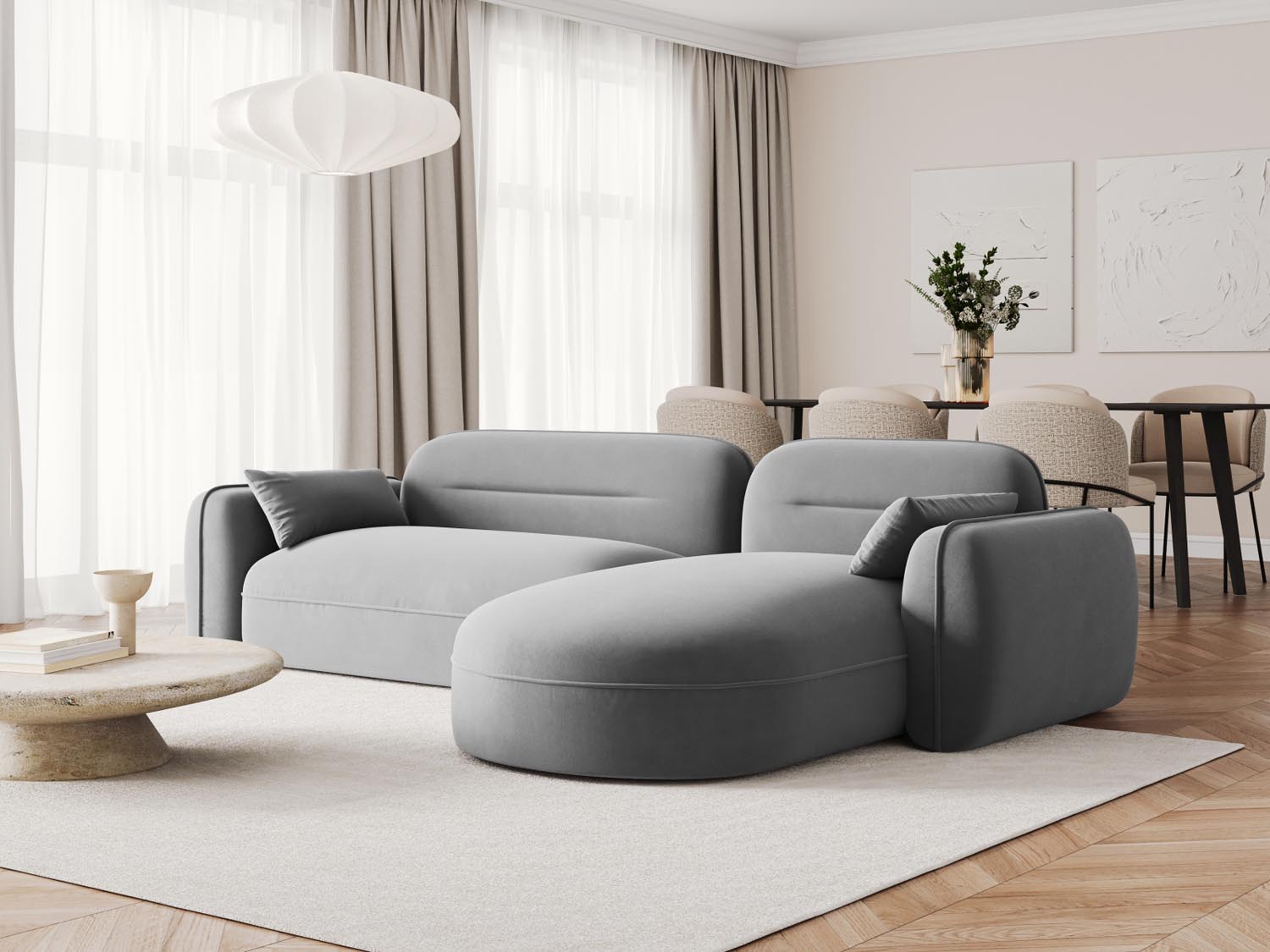 Entdecken Sie das Sydney Velour Modular Ecksofa rechts von Cosmopolitan Design – ein elegantes 4-Sitzer Sofa, das modernen Komfort und stilvolles Design vereint.