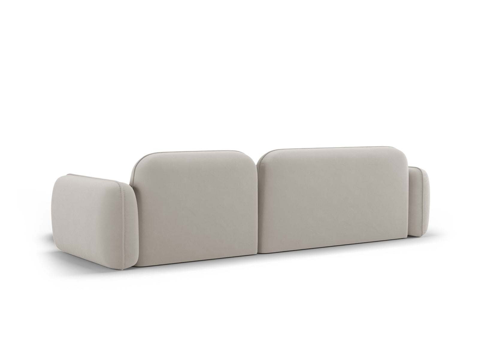 Stylisches Sydney Velour Ecksofa in sanftem Beige, ideal für zeitgemäße Einrichtungen. Bietet viel Platz und hohen Sitzkomfort für gesellige Abende.