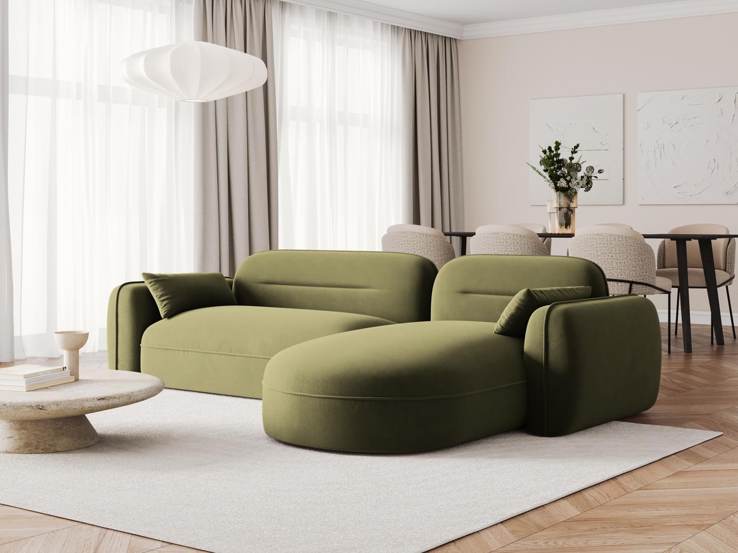 Entdecken Sie das Sydney Velour Modular Ecksofa rechts von Cosmopolitan Design – ein elegantes 4-Sitzer Sofa, das modernen Komfort und stilvolles Design vereint.