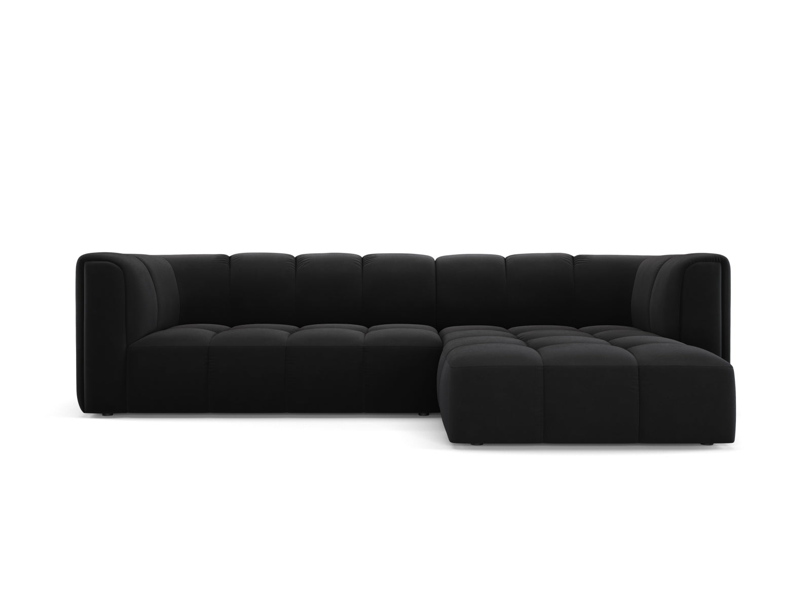 3-Sitzer Modular Ecksofa rechts Moritz in Black-Bluvel präsentiert im Onlineshop von KAQTU Design AG. Ecksofa rechts ist von Cosmopolitan Design