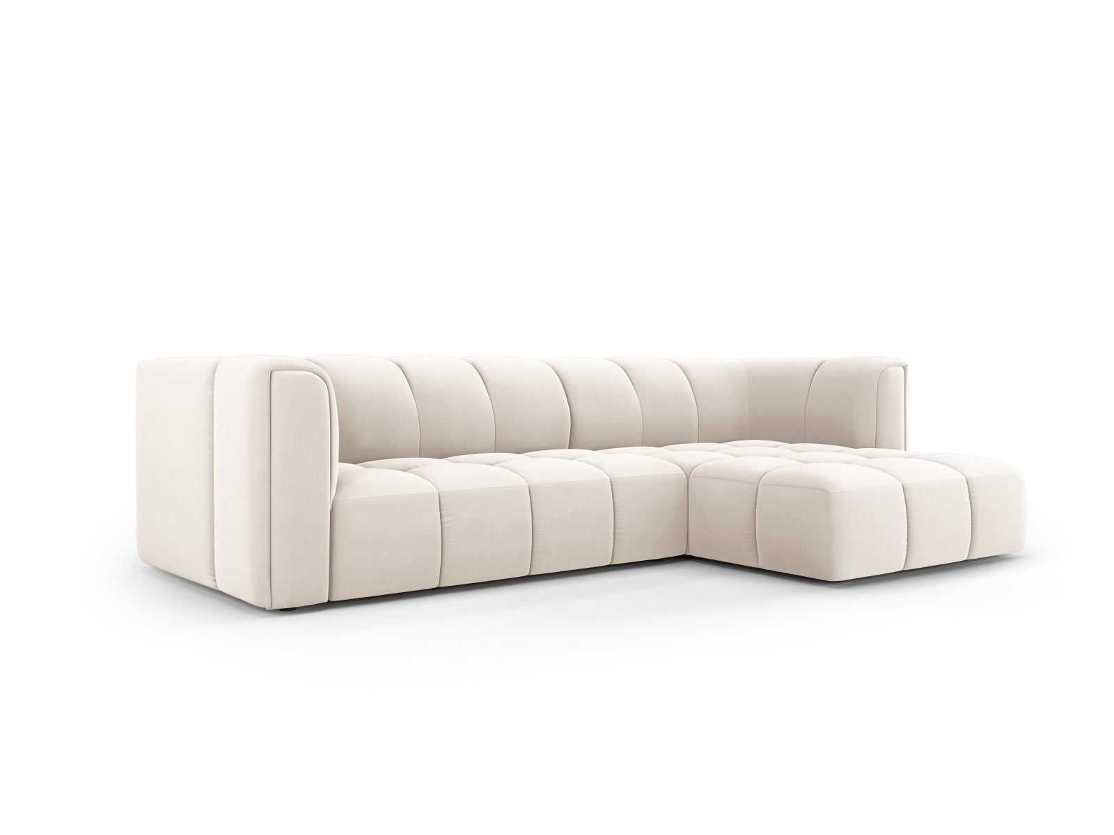 Elegantes 3-Sitzer Ecksofa Moritz in hellem Beige, ideal für moderne Wohnräume, präsentiert von Cosmopolitan Design.