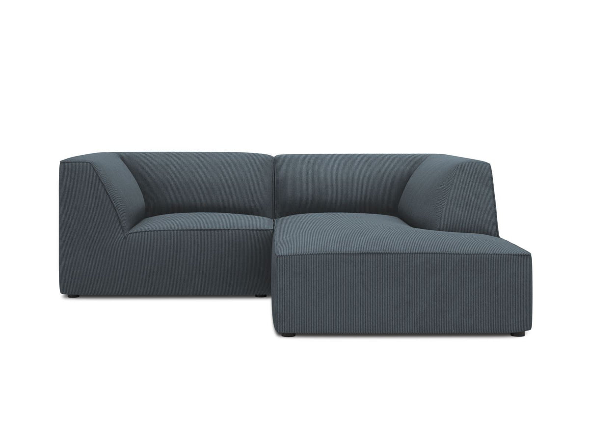 Modulares Ecksofa Siena rechts, 3-Sitzer in Light Beige-Scala Cordstoff, Massivholzrahmen, schwarze Kunststoffbeine, Sitzhöhe 40 cm.