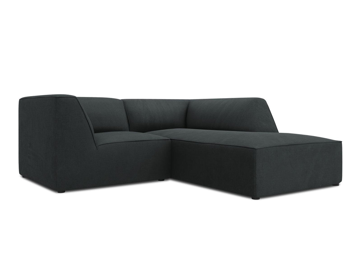 Modulares Ecksofa Siena rechts, 3-Sitzer in Light Beige-Scala Cordstoff, Massivholzrahmen, schwarze Kunststoffbeine, Sitzhöhe 40 cm.