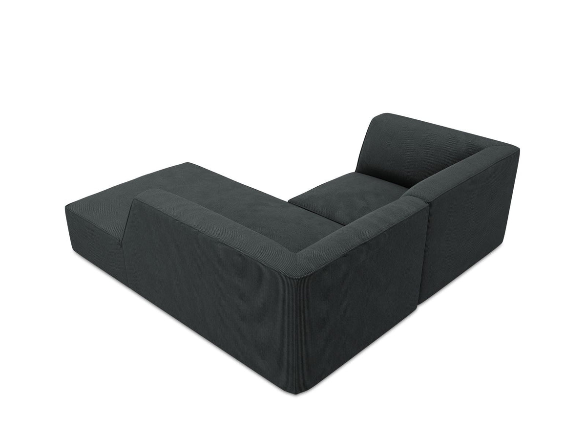Modulares Ecksofa Siena rechts, 3-Sitzer in Light Beige-Scala Cordstoff, Massivholzrahmen, schwarze Kunststoffbeine, Sitzhöhe 40 cm.