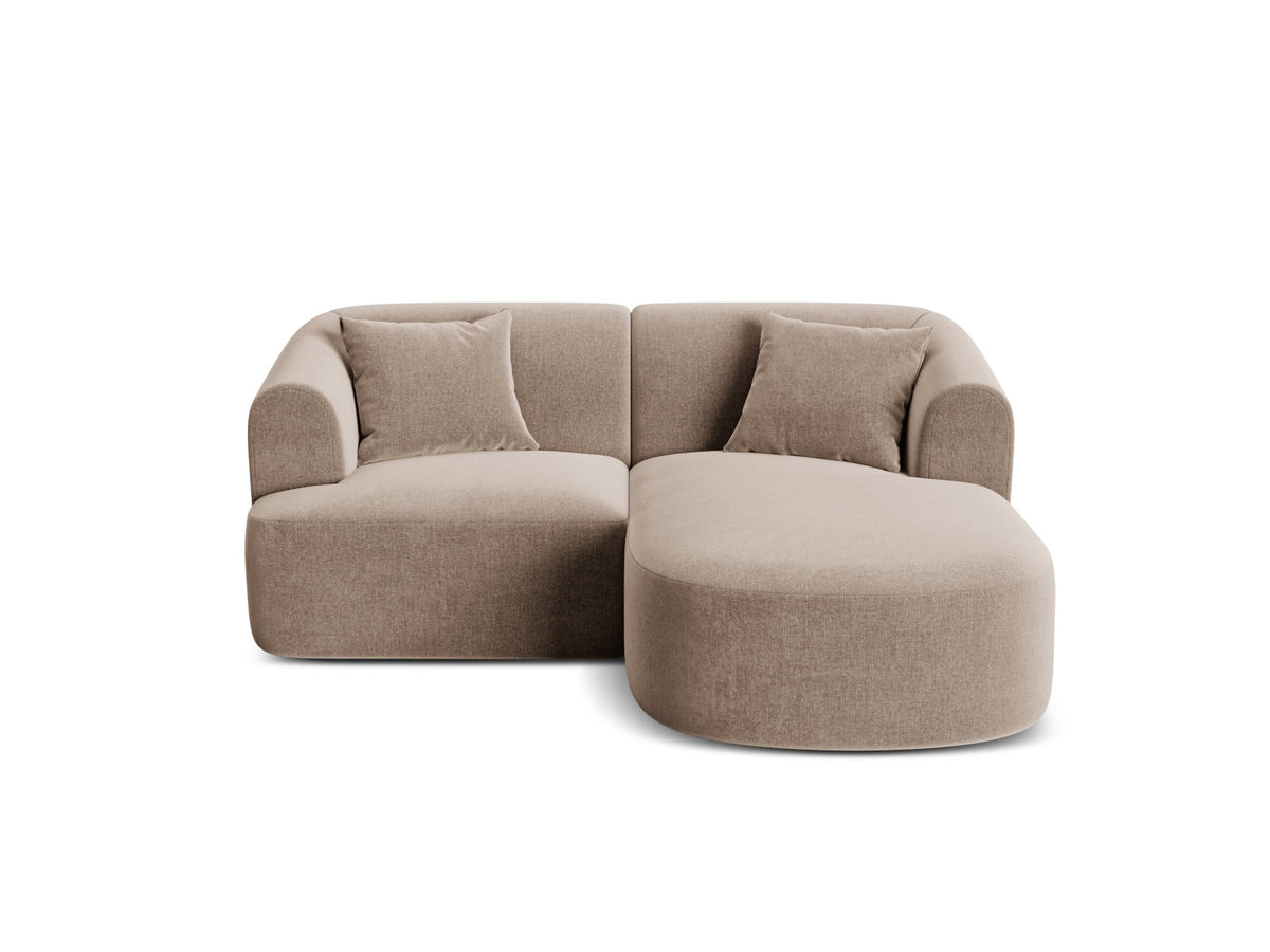 Ecksofa rechts Campi von Cosmopolitan Design mit Velvet-Bezug, Récamiere und schwarzen Beinen