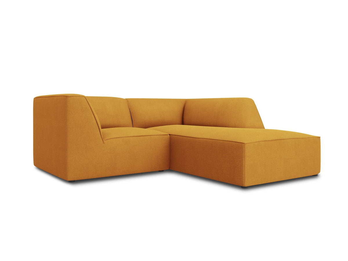 Modulares Ecksofa Siena rechts, 3-Sitzer in Light Beige-Scala Cordstoff, Massivholzrahmen, schwarze Kunststoffbeine, Sitzhöhe 40 cm.