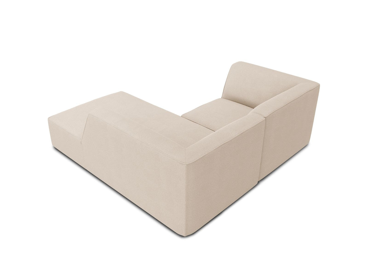 Modulares Ecksofa Siena rechts, 3-Sitzer in Light Beige-Scala Cordstoff, Massivholzrahmen, schwarze Kunststoffbeine, Sitzhöhe 40 cm.